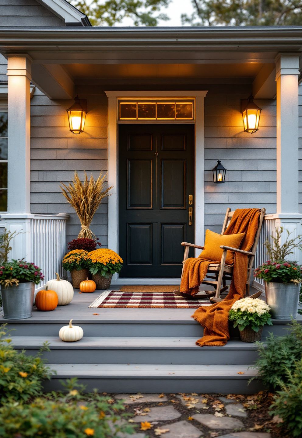 The Farmhouse Wraparound: Layered Harvest Porch – seasonal — fall seasonal — fall decor · Fall Porch Decor Ideas: 15 Welcoming Seasonal Transformations for Your Front Door