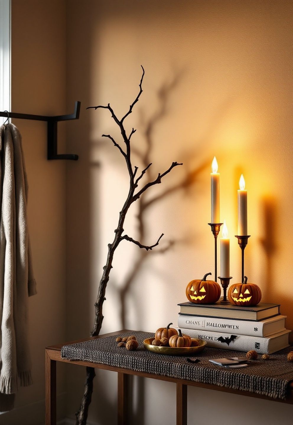 Candlelit DIY Halloween Entryway Styled With Warm-Bulb Flameless Tapers – seasonal — spring + other seasonal — spring + other decor · DIY Halloween Decor: 13 Handmade Styling Ideas That Look Surprisingly Elevated