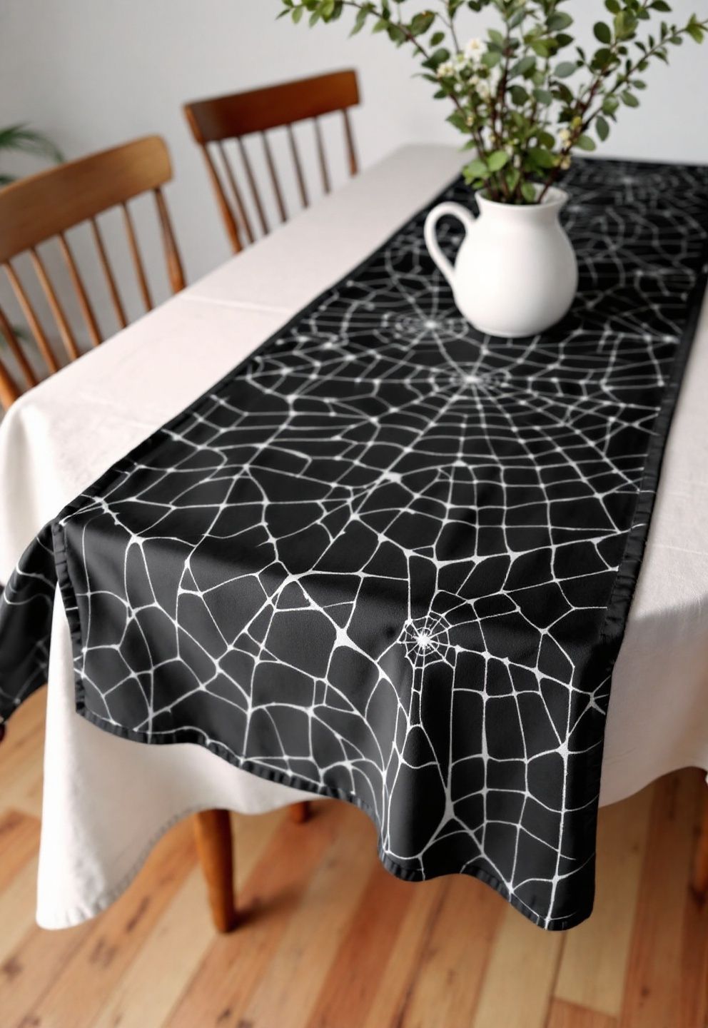 A Layered Halloween Table Runner Over a Neutral Cloth for Texture – seasonal — spring + other seasonal — spring + other decor · Halloween Table Decor: 13 Spooky Stylish Table Settings for an Unforgettable Night