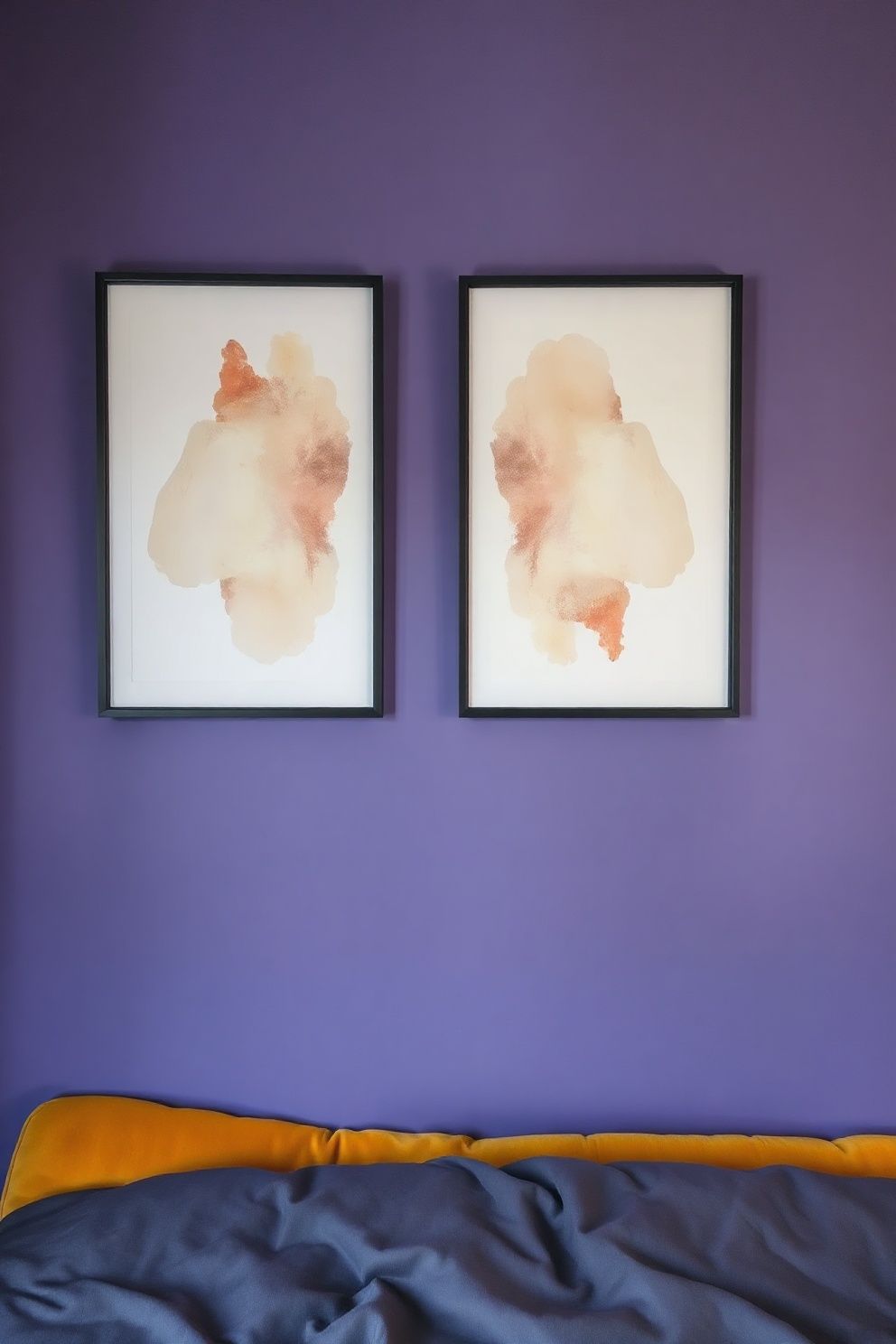 A Two-Panel Diptych in Soft Neutral Washes – Japandi bedroom decor · 17 Japandi Bedroom Decor Ideas for a Sleep Sanctuary You Deserve