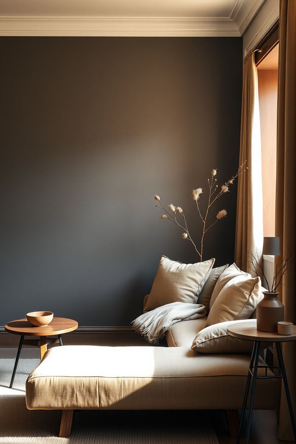 Japandi Living Room Color Scheme 7: Warm Mushroom and Dark Walnut Brown – japandi — living room japandi — living room decor · 10 Japandi Living Room Color Schemes That Designers Actually Use