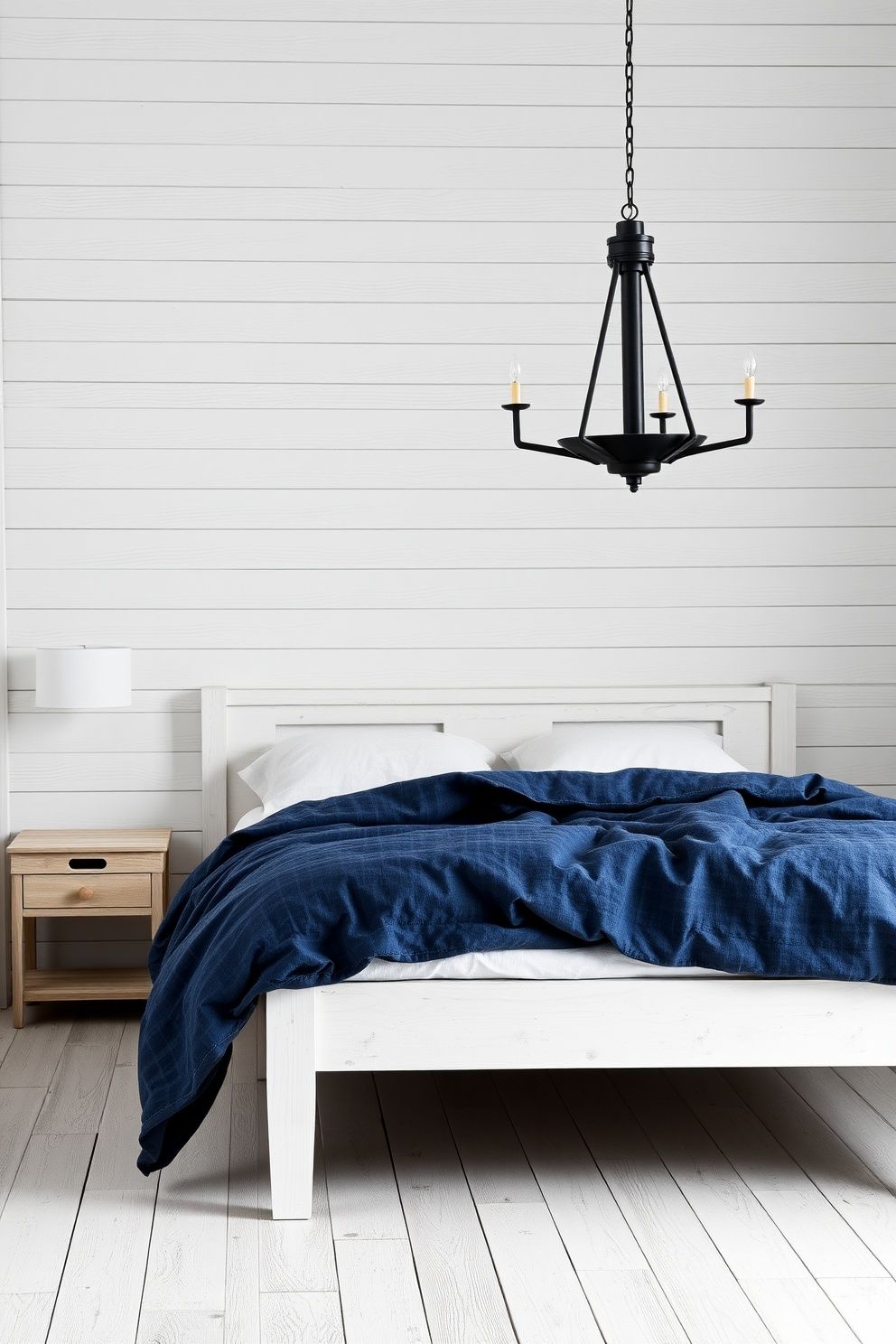 Dark Denim Blue Bedding Against Whitewashed Plank Walls – coastal — bedroom coastal — bedroom decor · Coastal Teen Bedroom: 14 Fun Pinterest-Perfect Designs Teens Will Actually Love