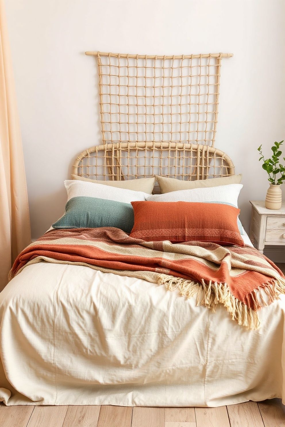 Boho Coastal Bedroom Woven Textile Layers That Build Relaxed Bed Depth – coastal — bedroom coastal — bedroom decor · Boho Coastal Bedroom: 15 Relaxed Layered Designs for the Free-Spirited Decorator