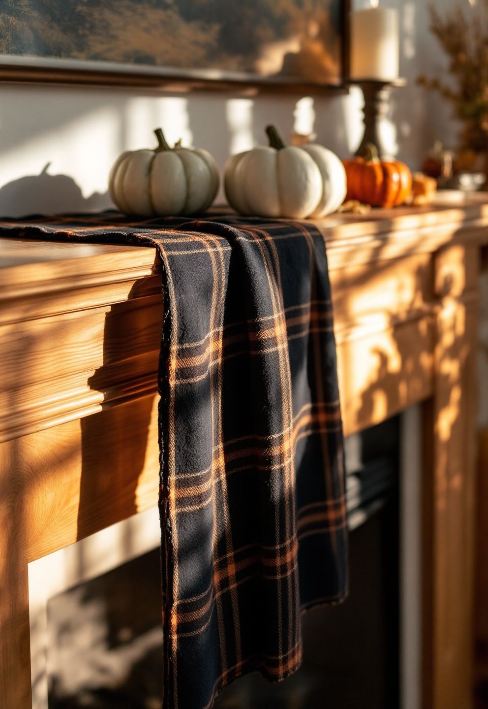 Lay a Fall-to-Halloween Table Runner Along the Shelf Edge – seasonal — spring + other seasonal — spring + other decor · Halloween Mantel Decor: 14 Spooky Fireplace Styling Ideas From Subtle to Scary