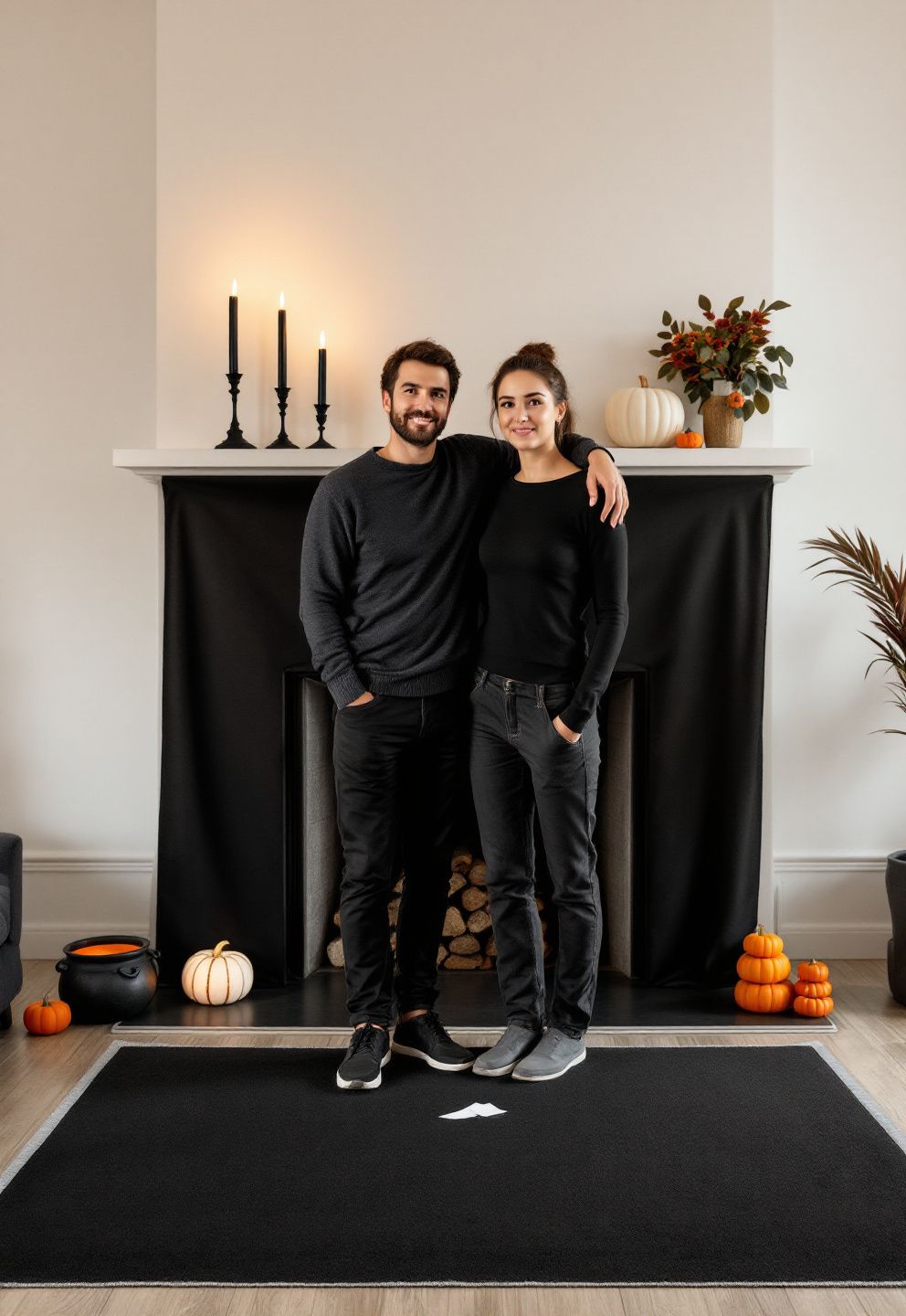 Floor and Rug Styling in Front of the Fireplace for Full-Body Shots – seasonal — spring + other seasonal — spring + other decor · Halloween Indoor Photo Booth Ideas - 8 Stunning Instagram Worthy Indoor Halloween Photo Booths For Everyone
