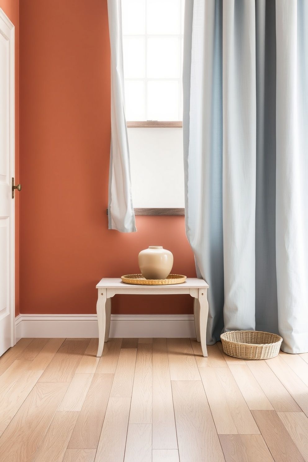 Sun-Faded Coral Plaster Walls and Bleached Oak Flooring – coastal — bedroom coastal — bedroom decor · Pink Coastal Bedroom: 16 Fresh Feminine Designs That Feel Like a Permanent Holiday