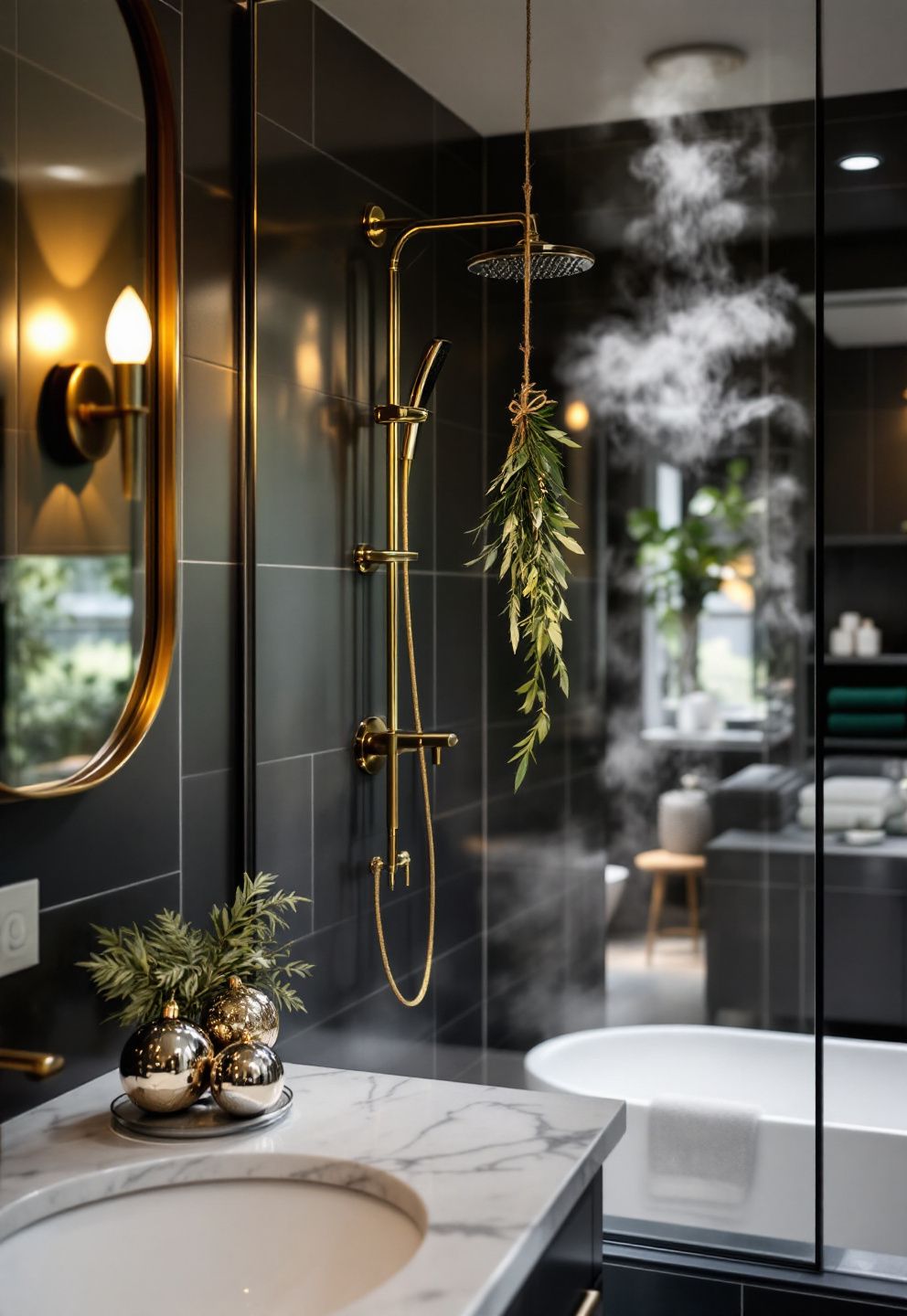 A Spa-Like Winter Christmas Bathroom With an Ornament Dish and Pine Bundle – seasonal — christmas + winter seasonal — christmas + winter decor · Christmas Home Decor Ideas: 20 Beautiful Festive Transformations for Every Room