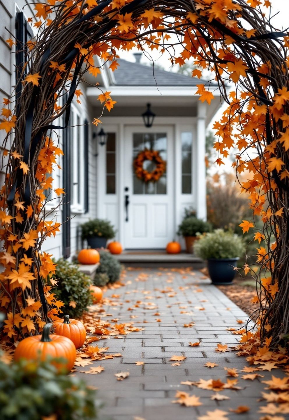 DIY Pumpkin and Dried Vine Archway Over the Walkway Entrance – seasonal — spring + other seasonal — spring + other decor · Halloween Porch Decor: 16 Dramatic Outdoor Designs That Wow the Whole Street
