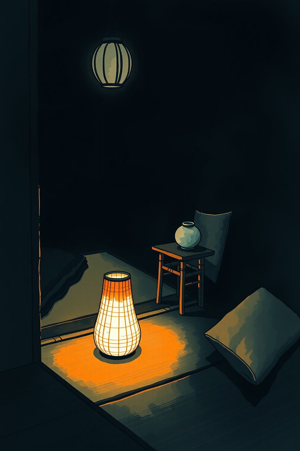 Layering Light From Floor to Ceiling – Japandi living room decor · The Ultimate Japandi Living Room Guide: Everything You Need to Know