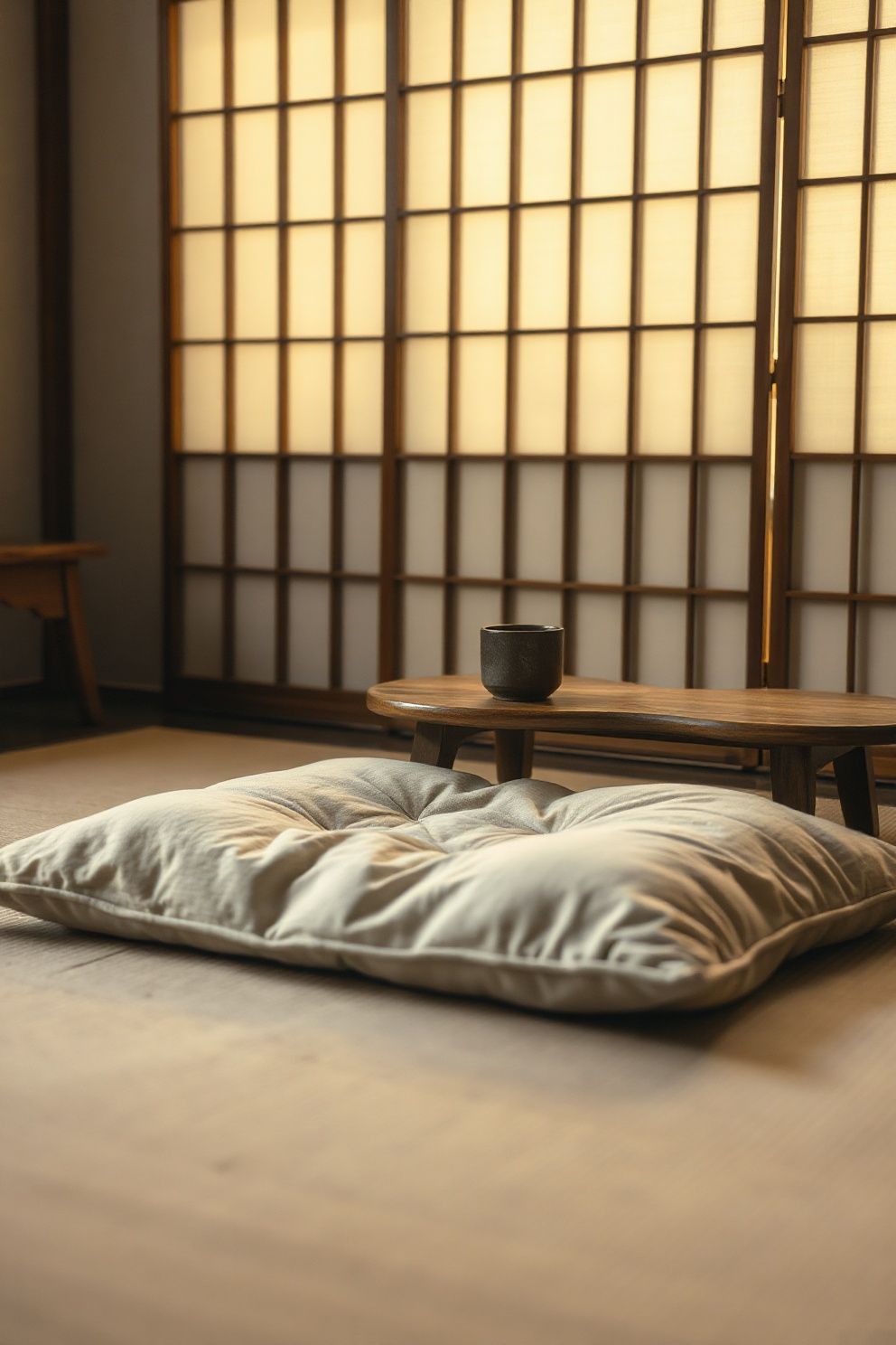 Idea 19: Add a Floor Cushion or Zabuton for a Japanese-Style Sitting Corner – Japandi bedroom · 21 Japandi Bedroom Ideas That Will Make You Never Want to Leave