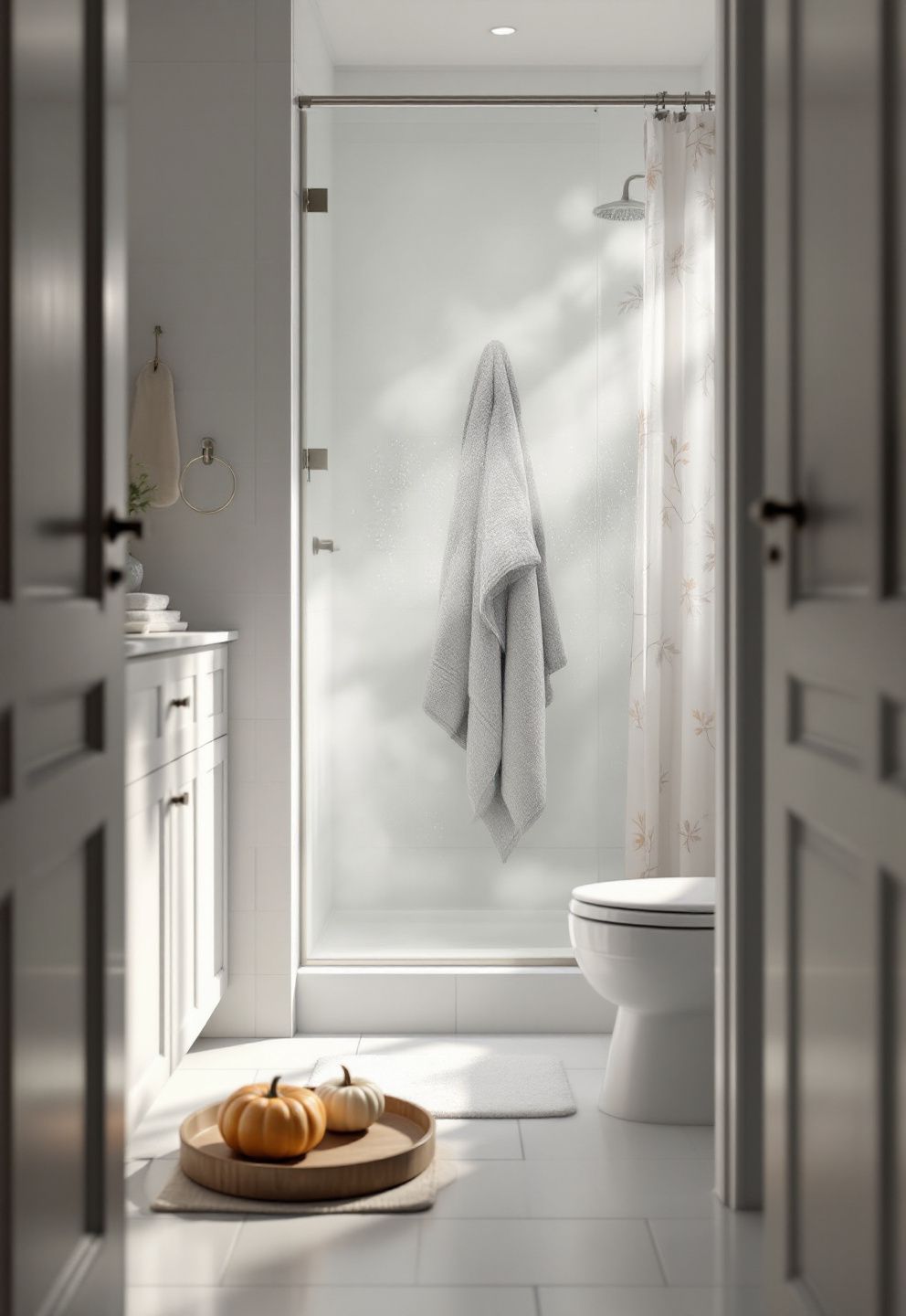 The Safe List: Ceramic, Sealed Wood, Dried Stems Away From the Shower, and Cotton or Linen Textiles – seasonal — fall seasonal — fall decor · Fall Bathroom Decor: 16 Cozy Autumn Touches That Transform the Most Private Room