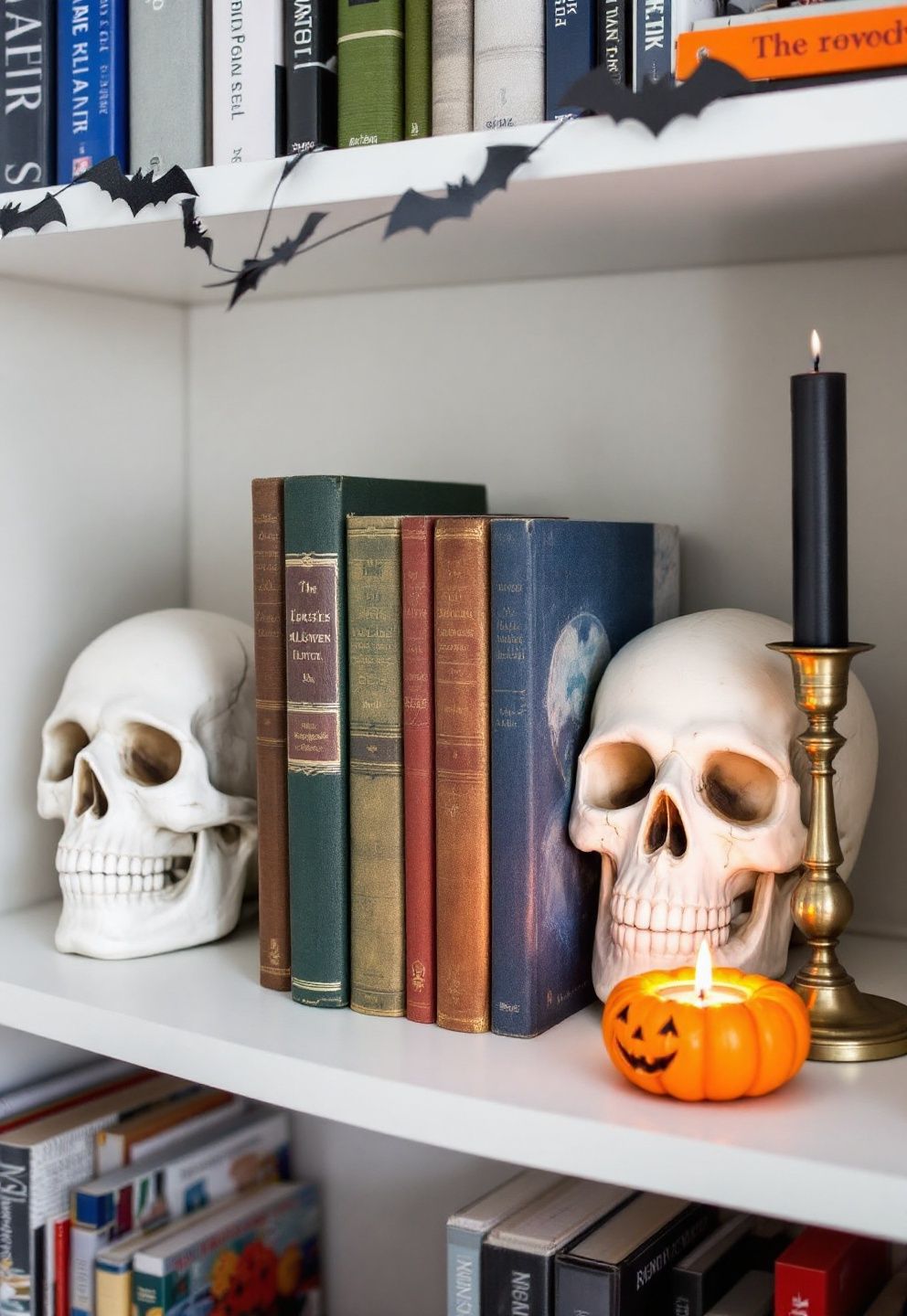 DIY Aged Skull Bookend Display – seasonal — spring + other seasonal — spring + other decor · DIY Halloween Decor: 13 Handmade Styling Ideas That Look Surprisingly Elevated