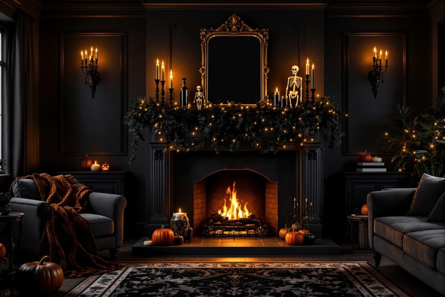 Halloween Mantel Decor: 14 Spooky Fireplace Styling Ideas From Subtle to Scary