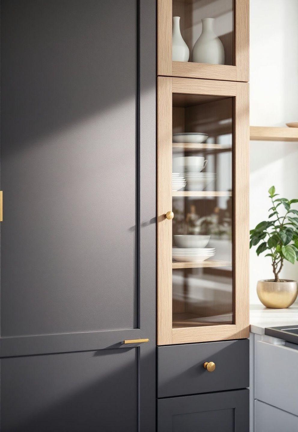 Japandi Kitchen Cabinet Design: Colors, Handles, Knobs, Glass Fronts & the No-Upper-Cabinet Look – japandi — kitchen japandi — kitchen decor · The Ultimate Japandi Kitchen Guide: Design Decor and Organization