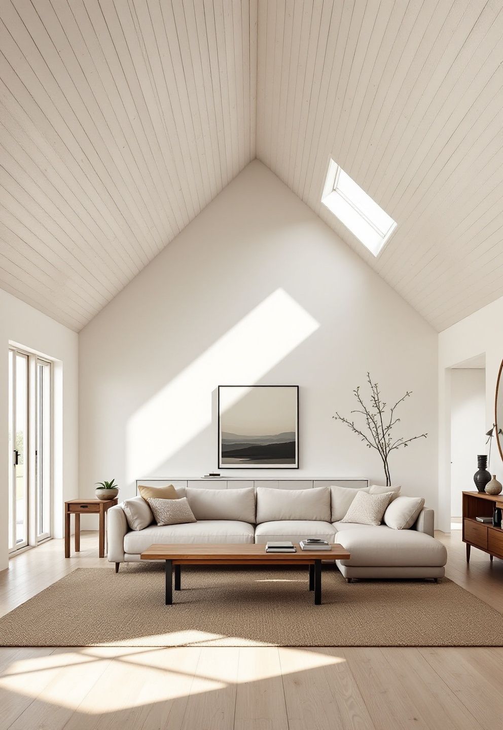 Vaulted Tongue-and-Groove Ceiling, Simple Furniture Below – coastal — living room coastal — living room decor · Coastal Living Room Ideas: 20 Beautiful Designs That Bring the Beach Home