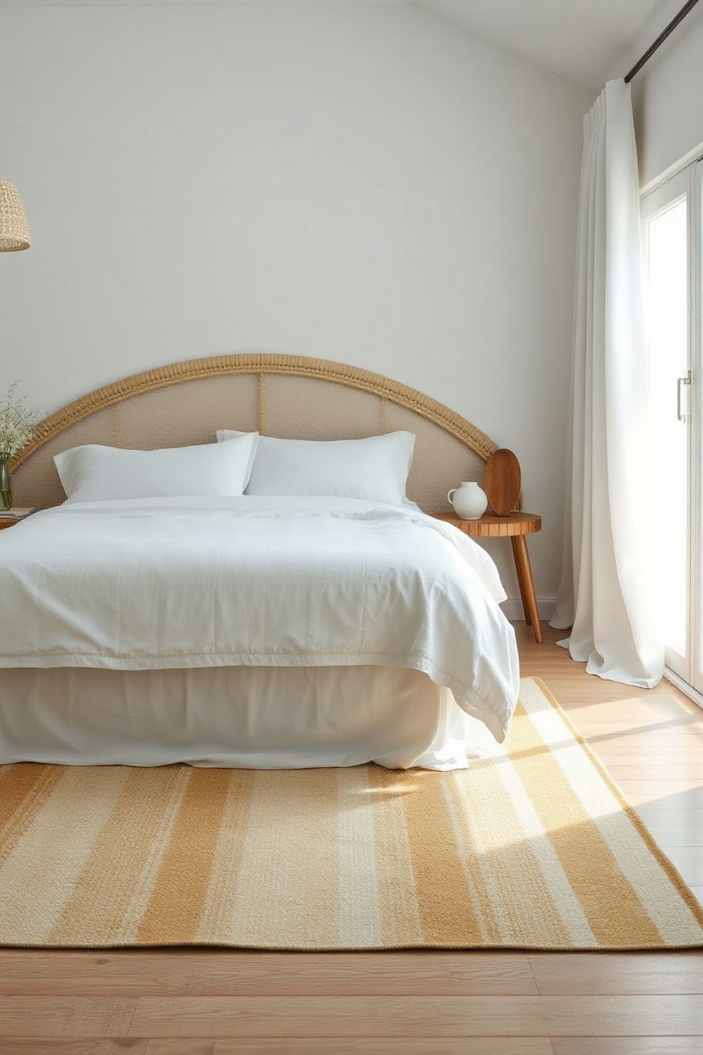 Flatweave Cotton Rug in Pale Aqua and Warm Cream Running Under the Bed – coastal — bedroom coastal — bedroom decor · Small Coastal Bedroom: 14 Space-Smart Designs That Feel Like a Beach Retreat