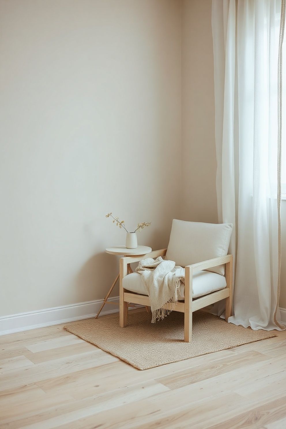 Raw Linen Slipper Chair in the Corner With a Bleached Wood Frame – coastal — bedroom coastal — bedroom decor · Neutral Coastal Bedroom: 15 Calm Designs in Sand Cream and Warm White
