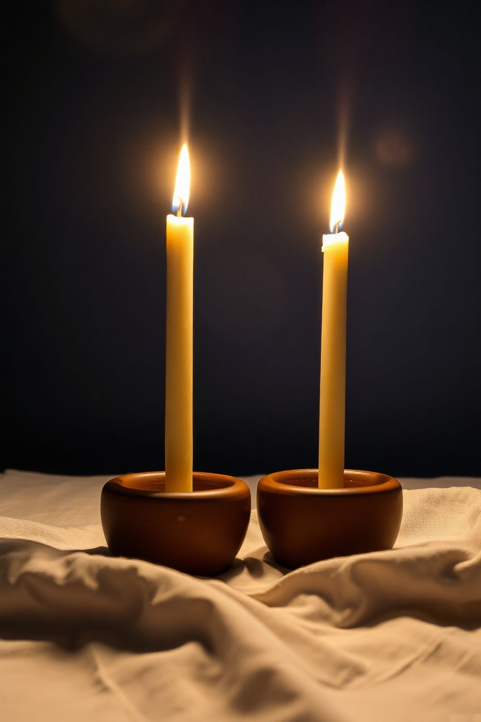 A Pair of Ceramic Candle Holders in Muted Glaze – Japandi bedroom decor · 17 Japandi Bedroom Decor Ideas for a Sleep Sanctuary You Deserve