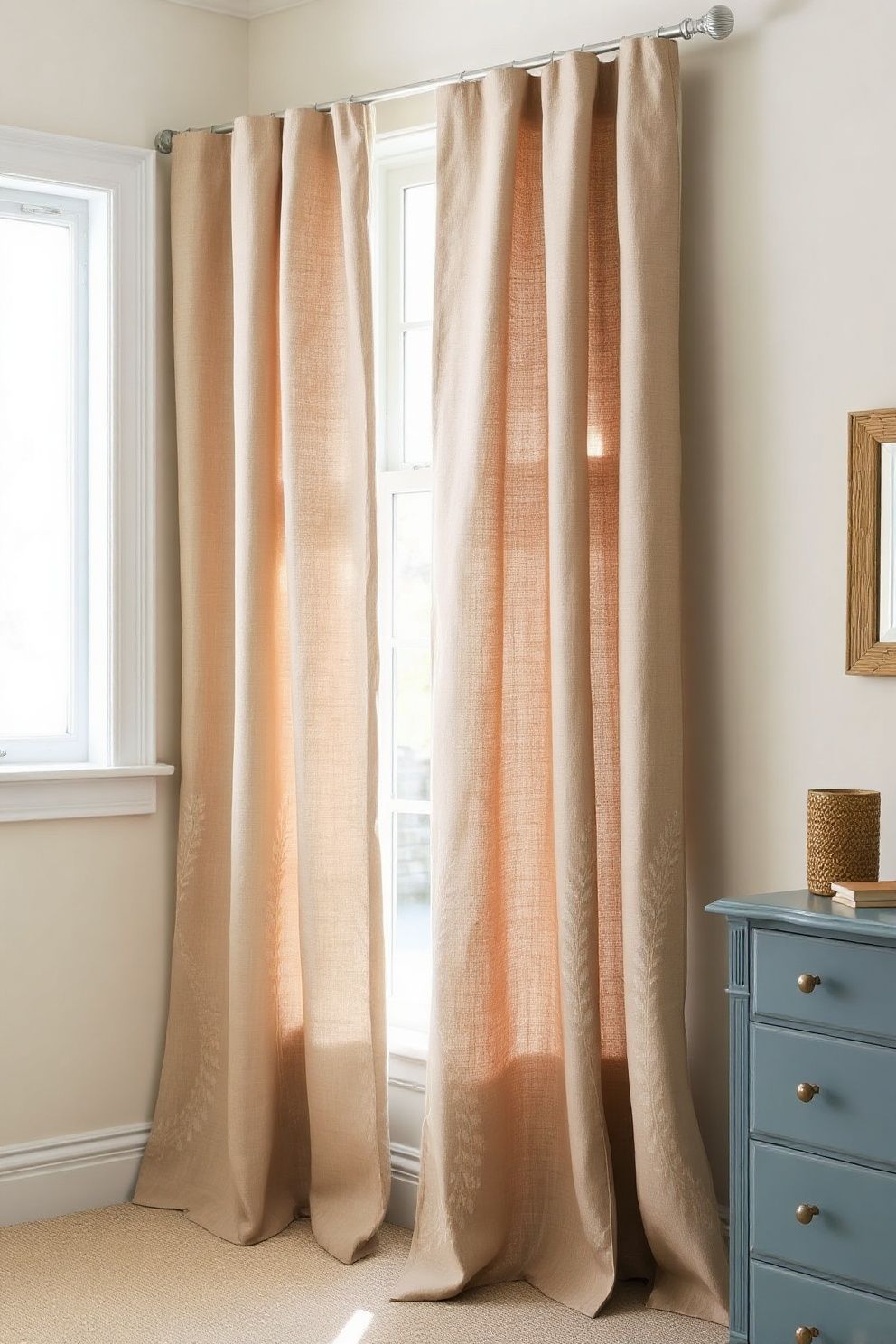 Botanical Linen Curtains With a Hand-Blocked Fern Print – coastal — bedroom coastal — bedroom decor · Coastal Grandma Bedroom: 14 Timeless Designs Full of Pattern Warmth and Heritage