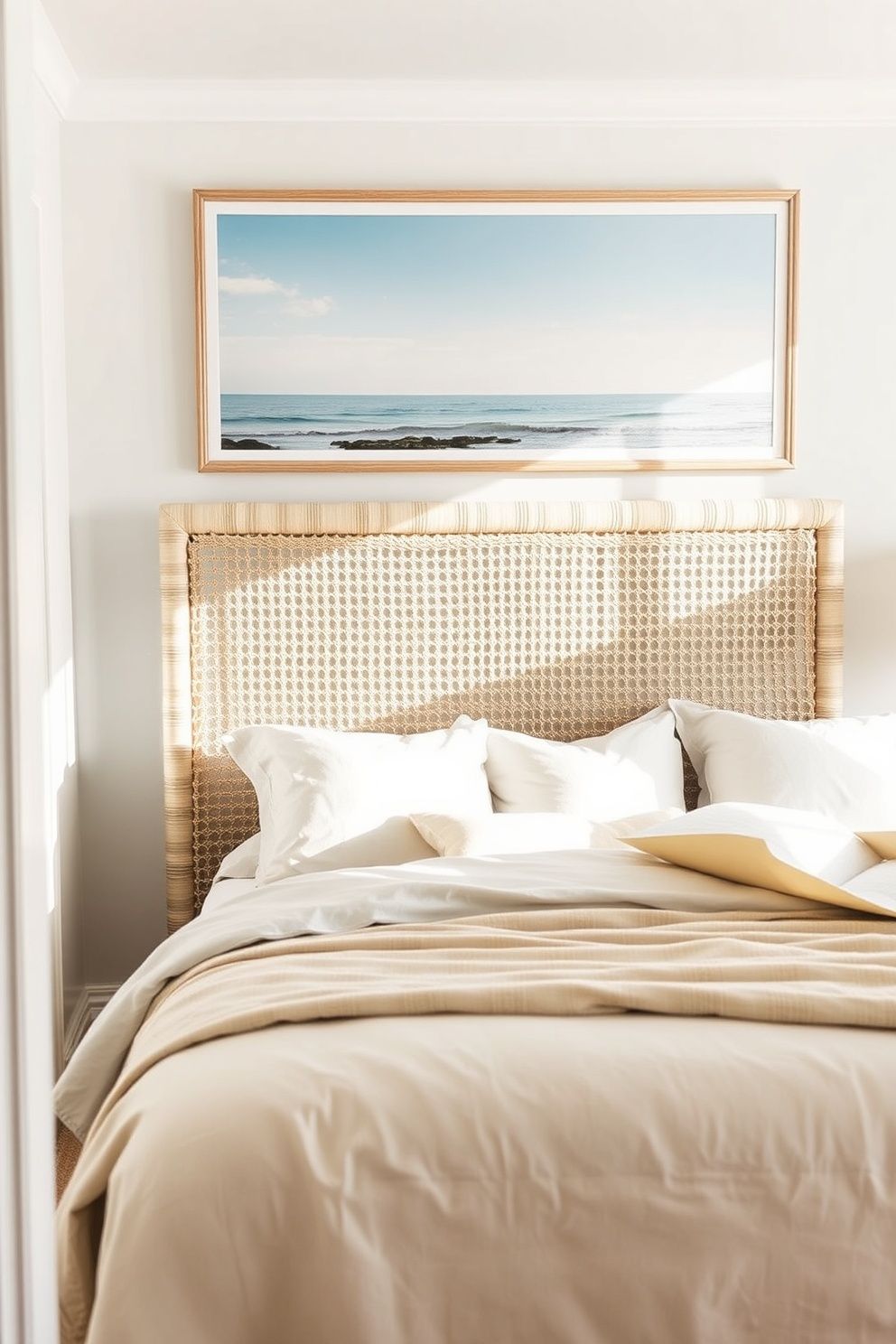 One Oversized Framed Sea-Horizon Print Above the Bed Instead of a Gallery – coastal — bedroom coastal — bedroom decor · Small Coastal Bedroom: 14 Space-Smart Designs That Feel Like a Beach Retreat