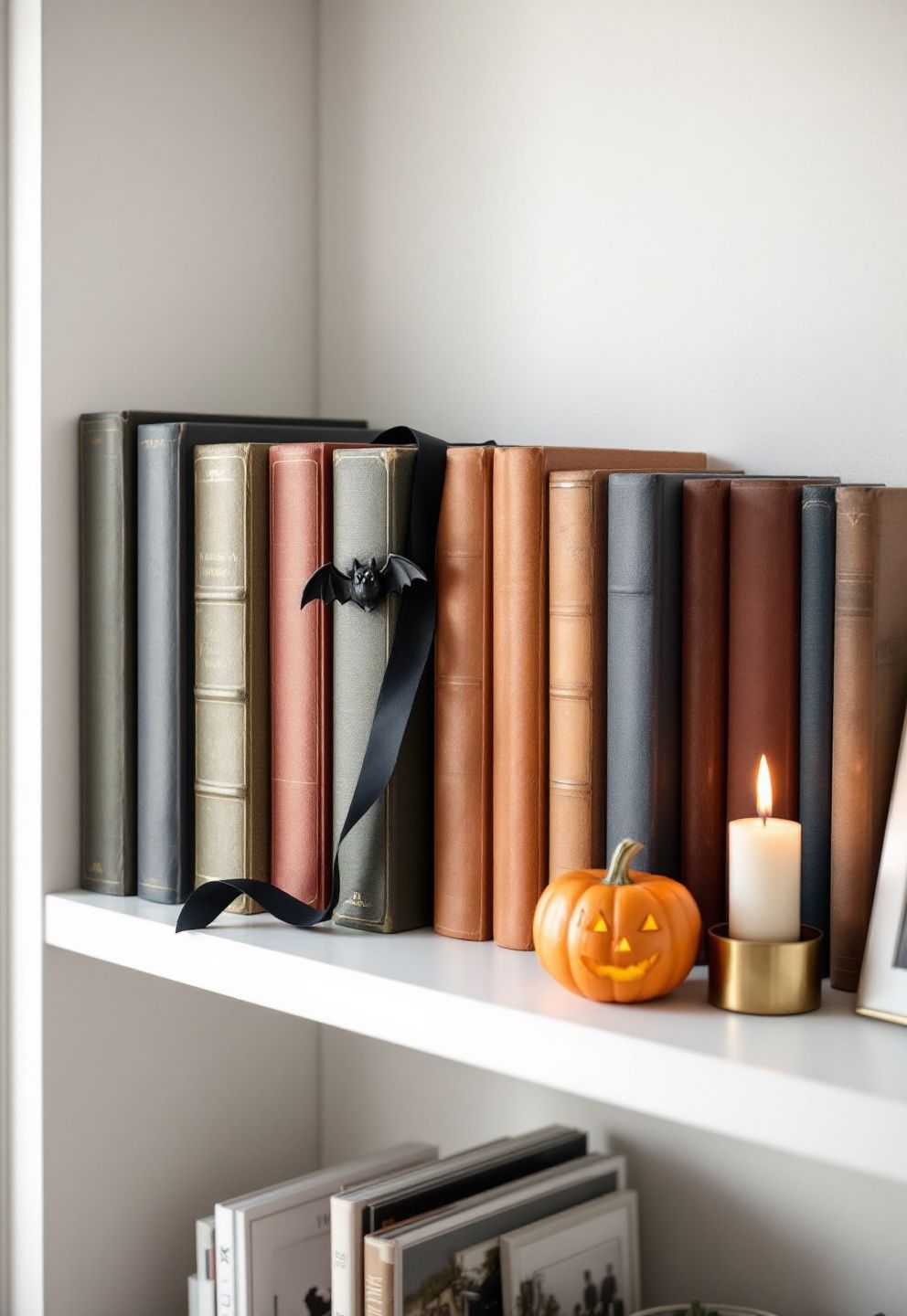 DIY Styled Bookshelf Vignette – seasonal — spring + other seasonal — spring + other decor · DIY Halloween Decor: 13 Handmade Styling Ideas That Look Surprisingly Elevated