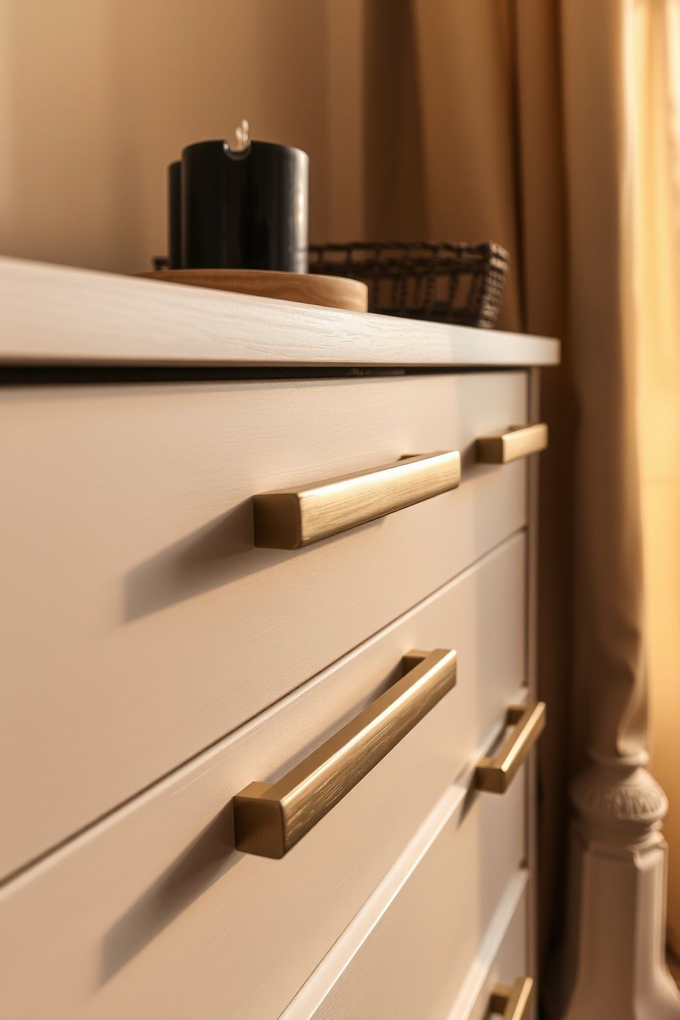 Oversized Brushed Brass Drawer Pulls on a Painted Dresser in Deep Coastal White – coastal — bedroom coastal — bedroom decor · Coastal Chic Bedroom: 14 Elegant Designs for a Luxury Beach House Feeling