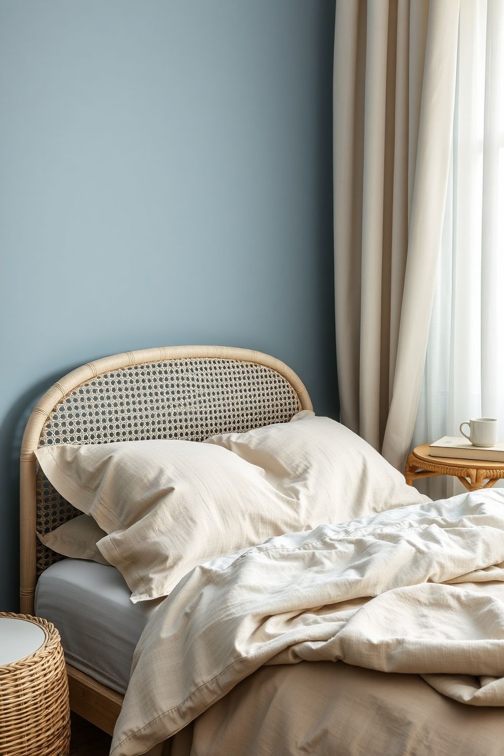 Soft Aqua Plaster Walls and a Cane Bed With Natural Linen – coastal — bedroom coastal — bedroom decor · Coastal Granddaughter Bedroom: 14 Modern Youthful Takes on Classic Beach Style