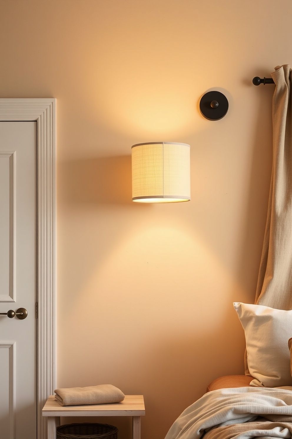 Linen Drum Shade Plug-In Sconce That Washes the Wall Softly – coastal — bedroom coastal — bedroom decor · Cozy Coastal Bedroom: 16 Texture-Rich Ideas That Feel Like a Permanent Beach Holiday