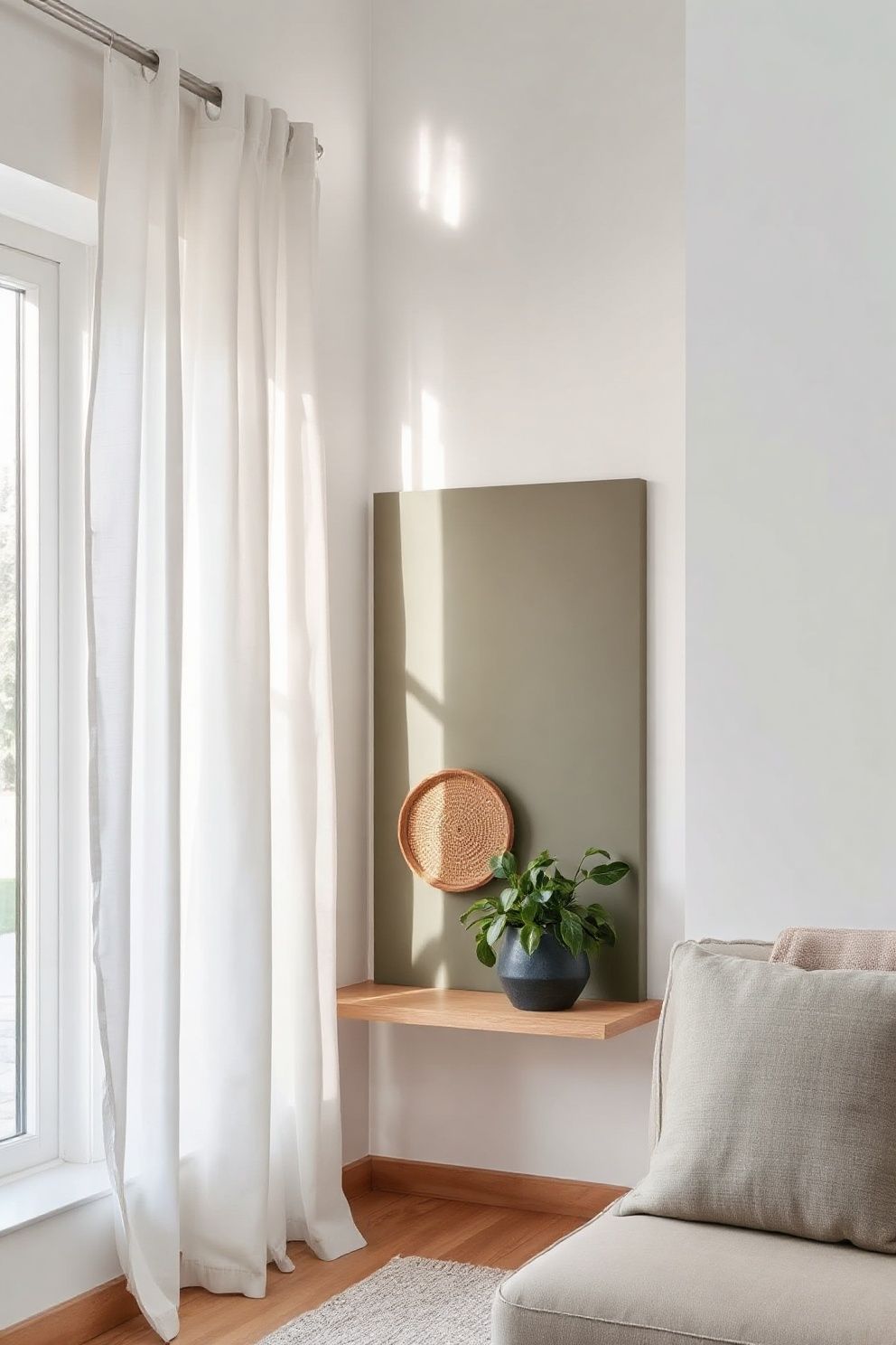 Japandi Living Room Color Scheme 8: Fog White and Muted Olive – japandi — living room japandi — living room decor · 10 Japandi Living Room Color Schemes That Designers Actually Use