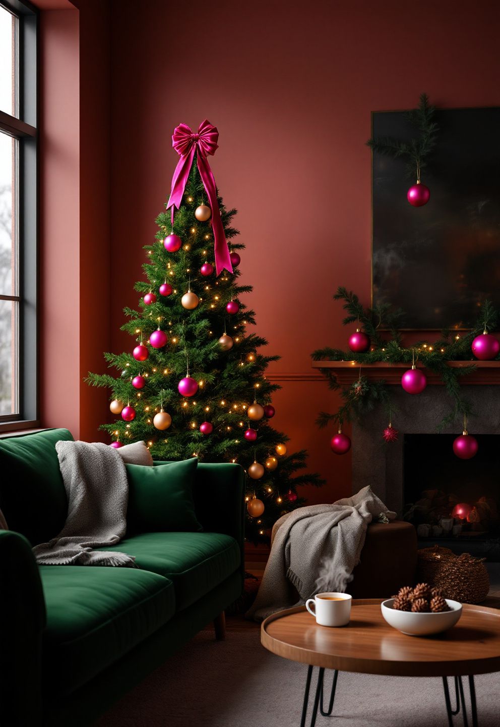 Pink & Hunter Green: The 70/30 Foliage-Dominant Recipe With One Crown Bow – seasonal — christmas + winter seasonal — christmas + winter decor · Pink Christmas Tree Decorations: 14 Soft Dreamy Designs for a Feminine Festive Season