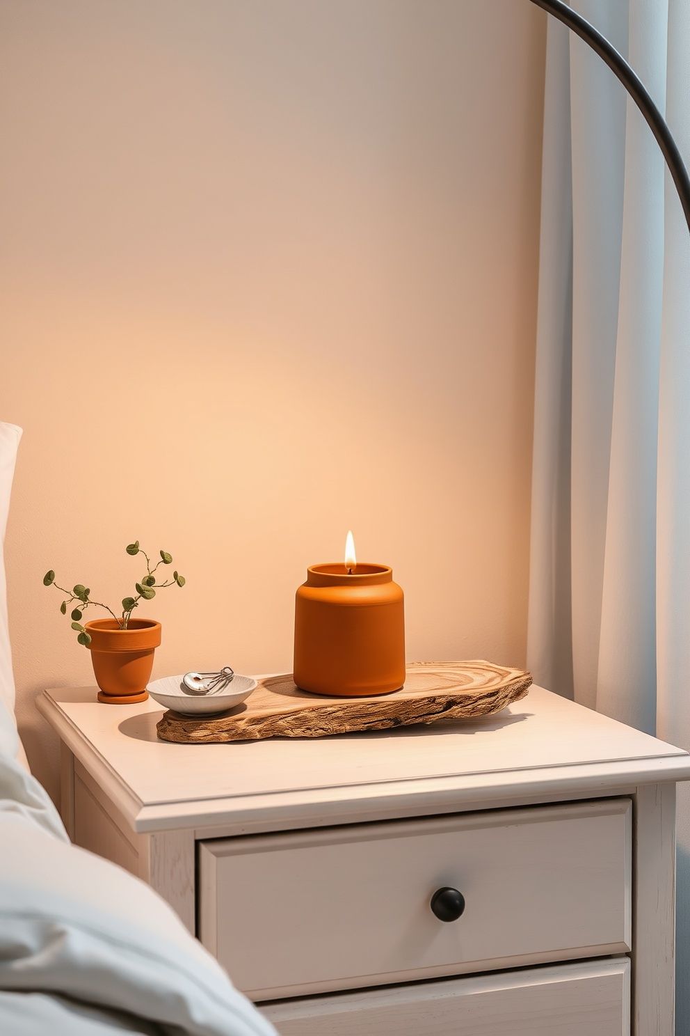 A Matte Terracotta Vessel Candle With a Sea Salt and Driftwood Scent – coastal — bedroom coastal — bedroom decor · Coastal Bedroom Decor: 18 Small Accessories That Make Every Inch Feel Beachy