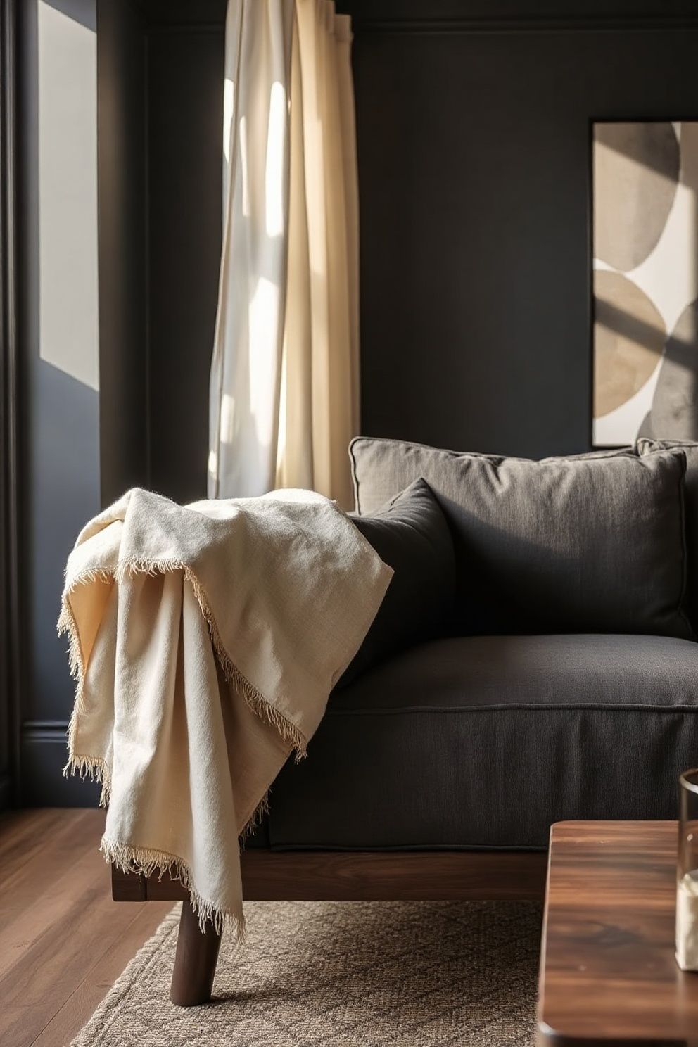 Swap One Synthetic Throw for an Undyed Cotton or Linen One — Around $20–$35 – Japandi japandi —-living-room decor · 15 Japandi Living Room Ideas on a Budget That Still Look Expensive