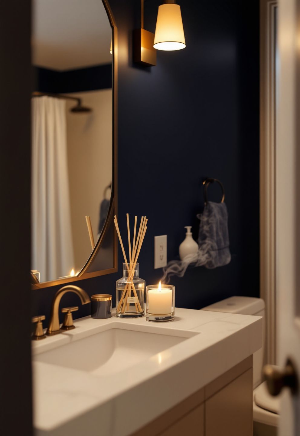 Layered Scent for the Guest Bathroom: Reed Diffuser as Base, Candle as Accent — Not Both at Full Strength – seasonal — fall seasonal — fall decor · Fall Bathroom Decor: 16 Cozy Autumn Touches That Transform the Most Private Room