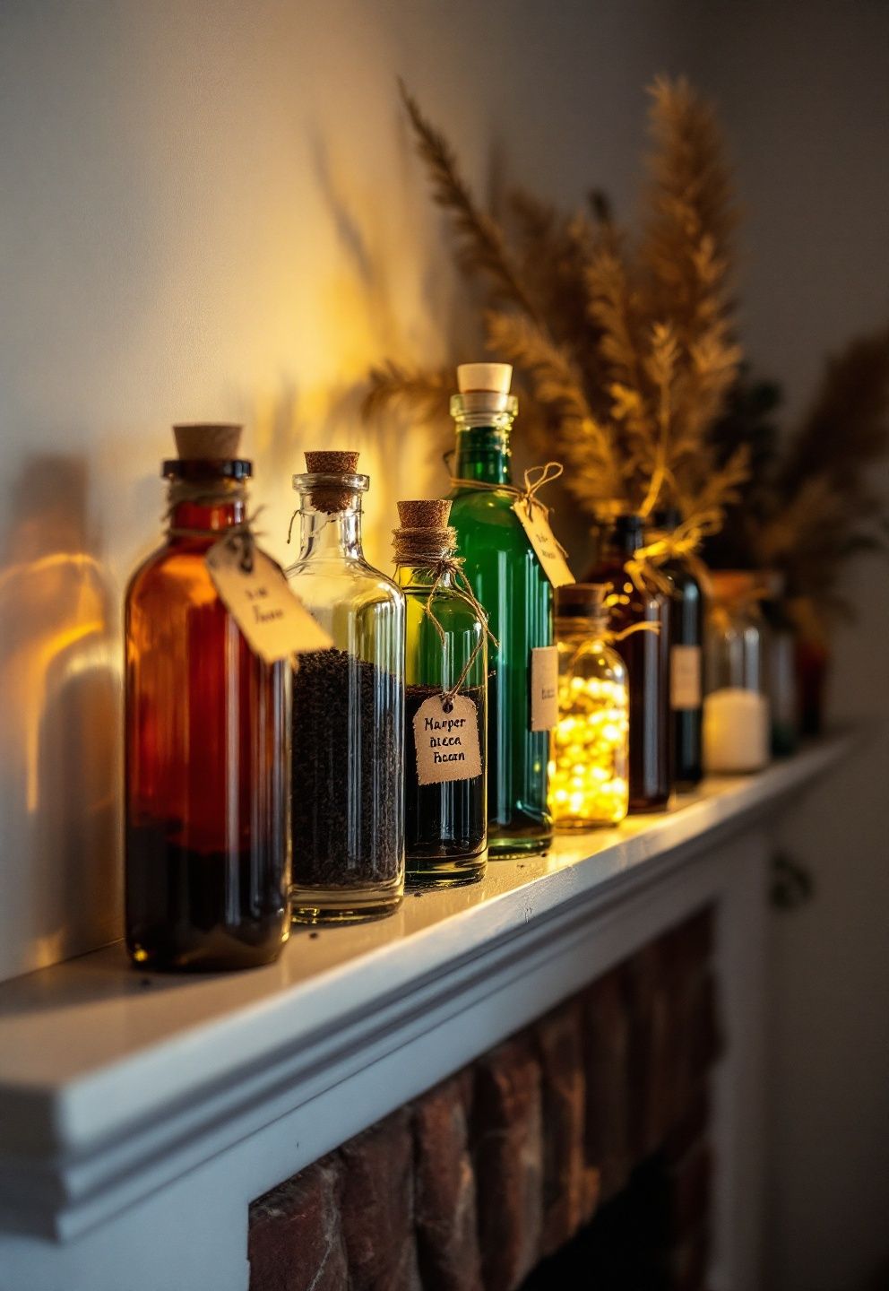 An Apothecary Shelf of Potion Bottles and Handwritten Labels – seasonal — spring + other seasonal — spring + other decor · Halloween Mantel Decor: 14 Spooky Fireplace Styling Ideas From Subtle to Scary