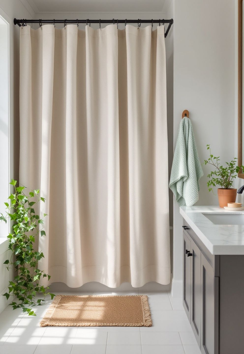 Linen, Waffle Towels, and Jute: The Under-$100 Textile Swap – japandi — bathroom japandi — bathroom decor · 12 Small Japandi Bathroom Ideas That Make Tight Spaces Feel Peaceful