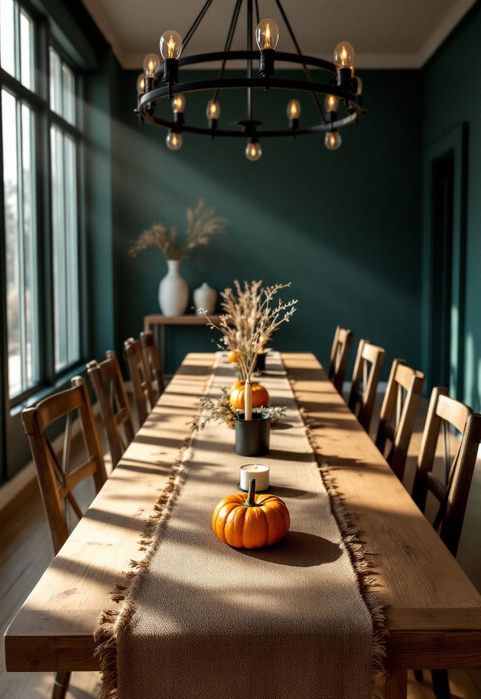Repeated Vignette Down a Table Runner: Spacing Math for 4-, 6-, and 8-Foot Tables – seasonal — fall seasonal — fall decor · Fall Table Centerpiece Ideas: 16 Stunning Autumnal Arrangements for Every Table