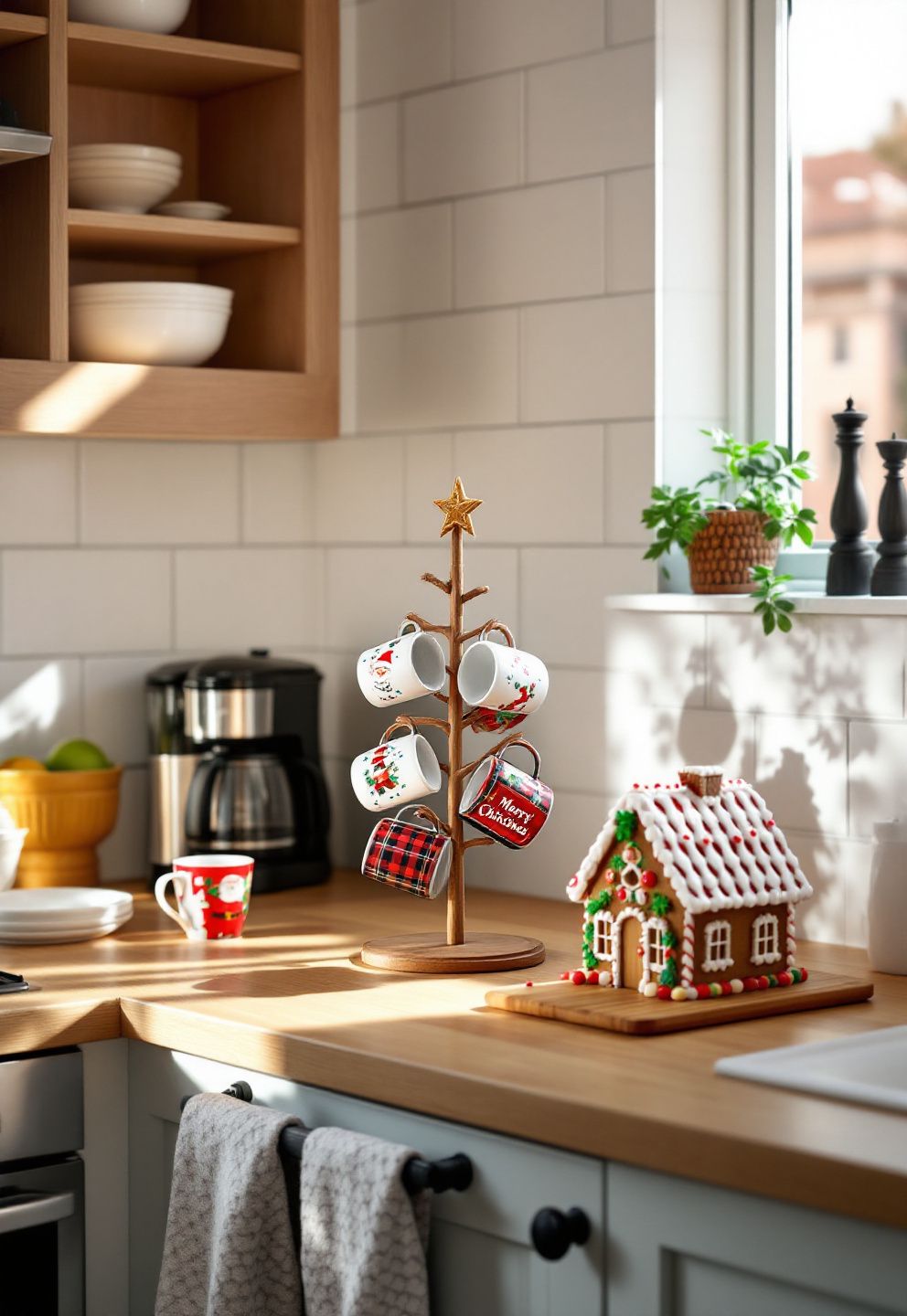 Christmas Kitchen Decor for Renters Built Around a Mug Tree and a Mini Gingerbread House – seasonal — christmas + winter seasonal — christmas + winter decor · Christmas Home Decor Ideas: 20 Beautiful Festive Transformations for Every Room