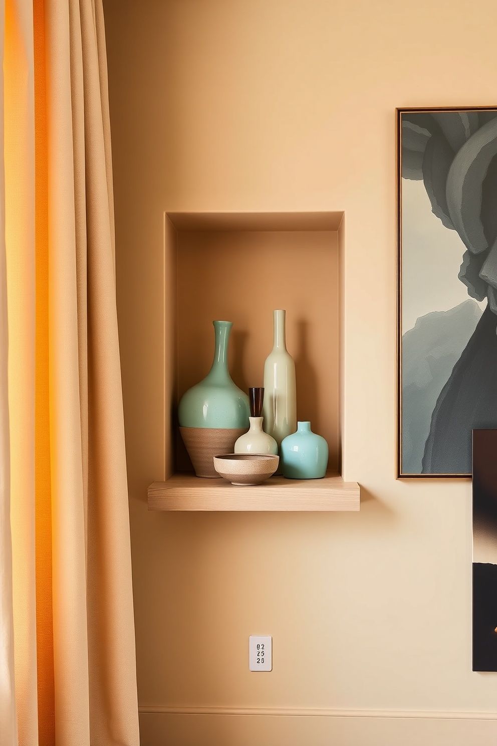Raw Clay Wall Niche With Clustered Aqua and Amber Vessels at Varied Heights – coastal — bedroom coastal — bedroom decor · Aesthetic Coastal Bedroom: 15 Pinterest-Perfect Designs That Stop the Scroll