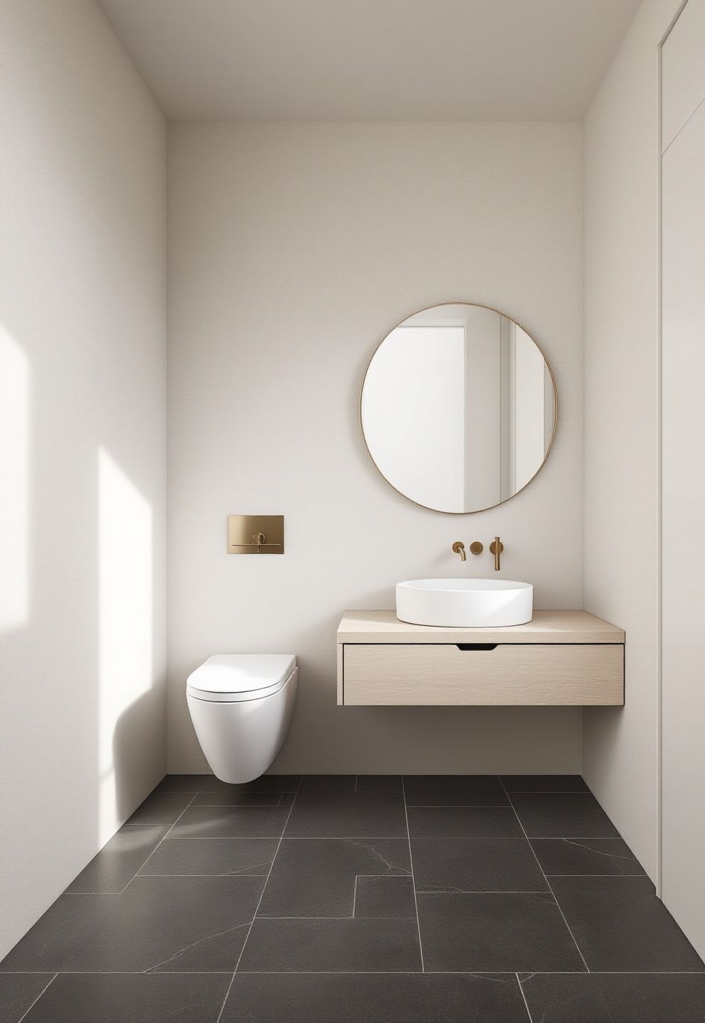 Floating Vanity and Wall-Hung Toilet: Clearing the Floor First – japandi — bathroom japandi — bathroom decor · 12 Small Japandi Bathroom Ideas That Make Tight Spaces Feel Peaceful