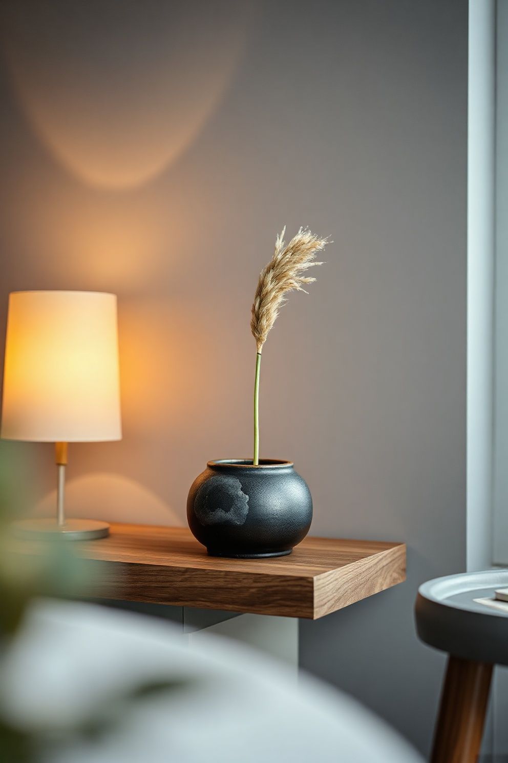 A Raku-Fired Bud Holder in Charcoal – Japandi living room decor · 17 Japandi Living Room Decor Ideas You Will Want to Steal Right Now