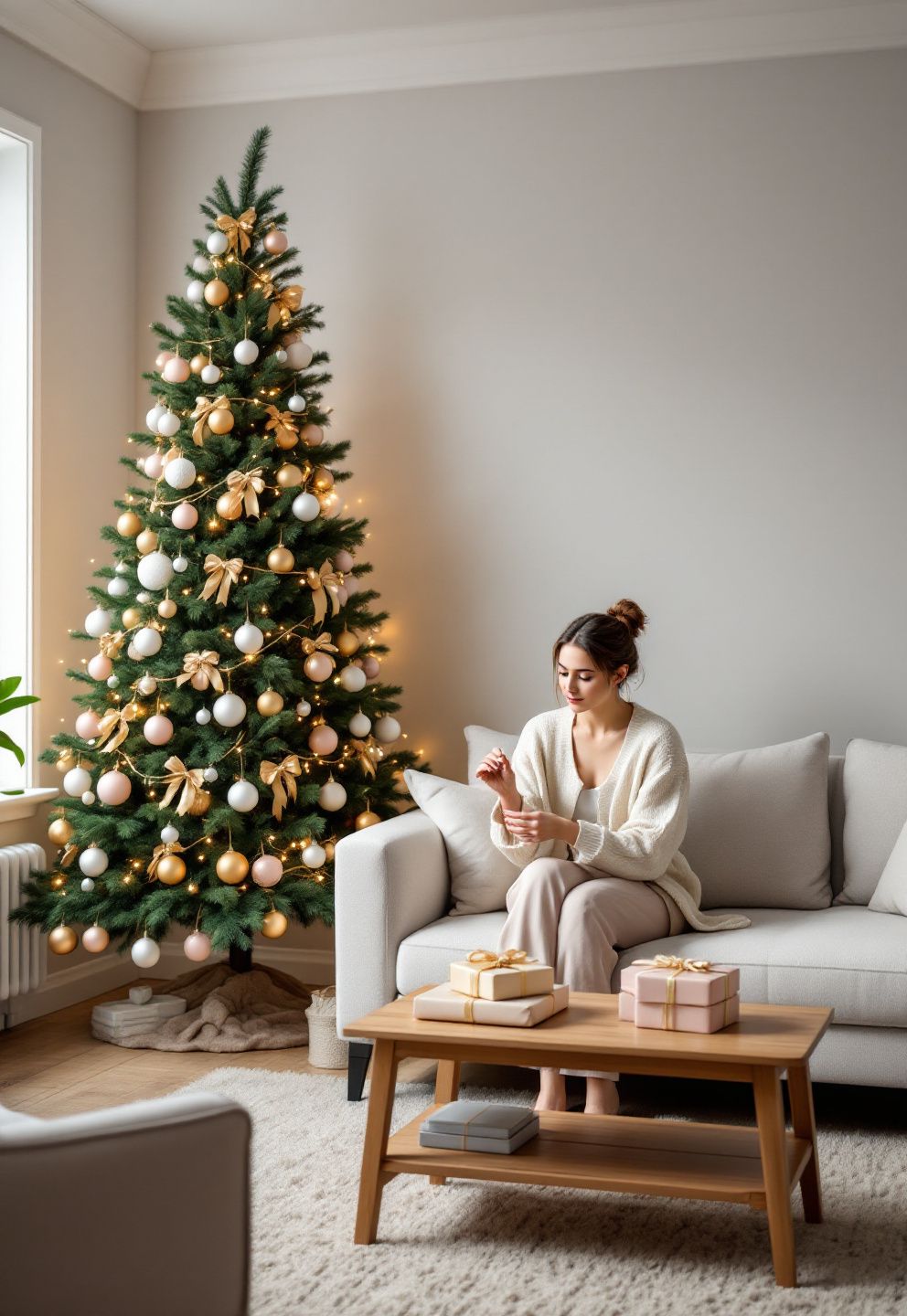 Blush Pink, Gold & White: The Even-Thirds Ornament Recipe for a Cream or Ivory Room – seasonal — christmas + winter seasonal — christmas + winter decor · Pink Christmas Tree Decorations: 14 Soft Dreamy Designs for a Feminine Festive Season