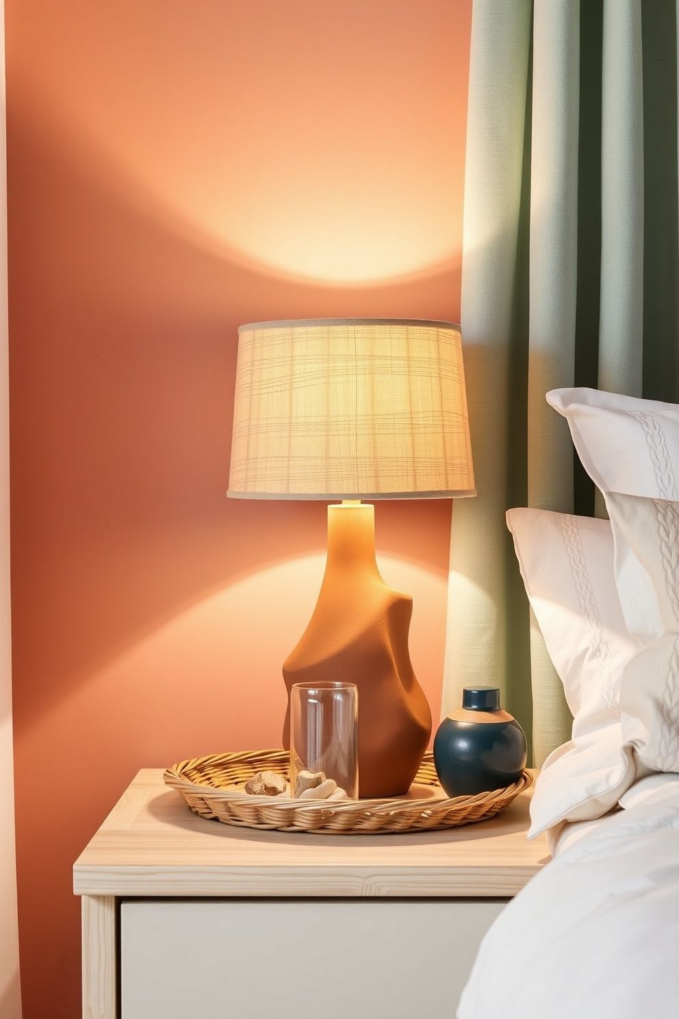 Terracotta Ceramic Table Lamp With a Linen Drum Shade – coastal — bedroom coastal — bedroom decor · Pink Coastal Bedroom: 16 Fresh Feminine Designs That Feel Like a Permanent Holiday