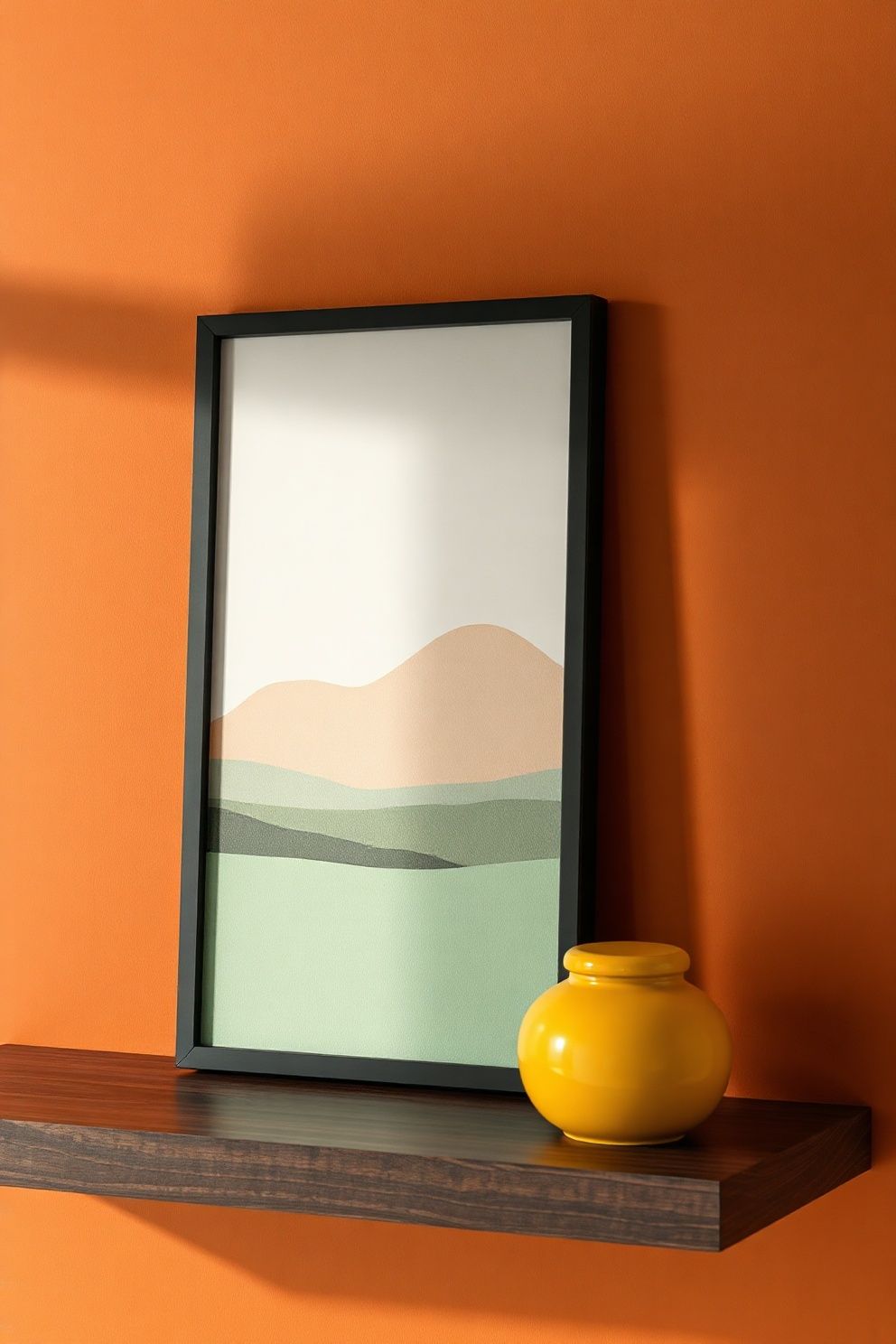 A Leaning Framed Print on a Shelf, Not Hung – Japandi bedroom decor · 17 Japandi Bedroom Decor Ideas for a Sleep Sanctuary You Deserve