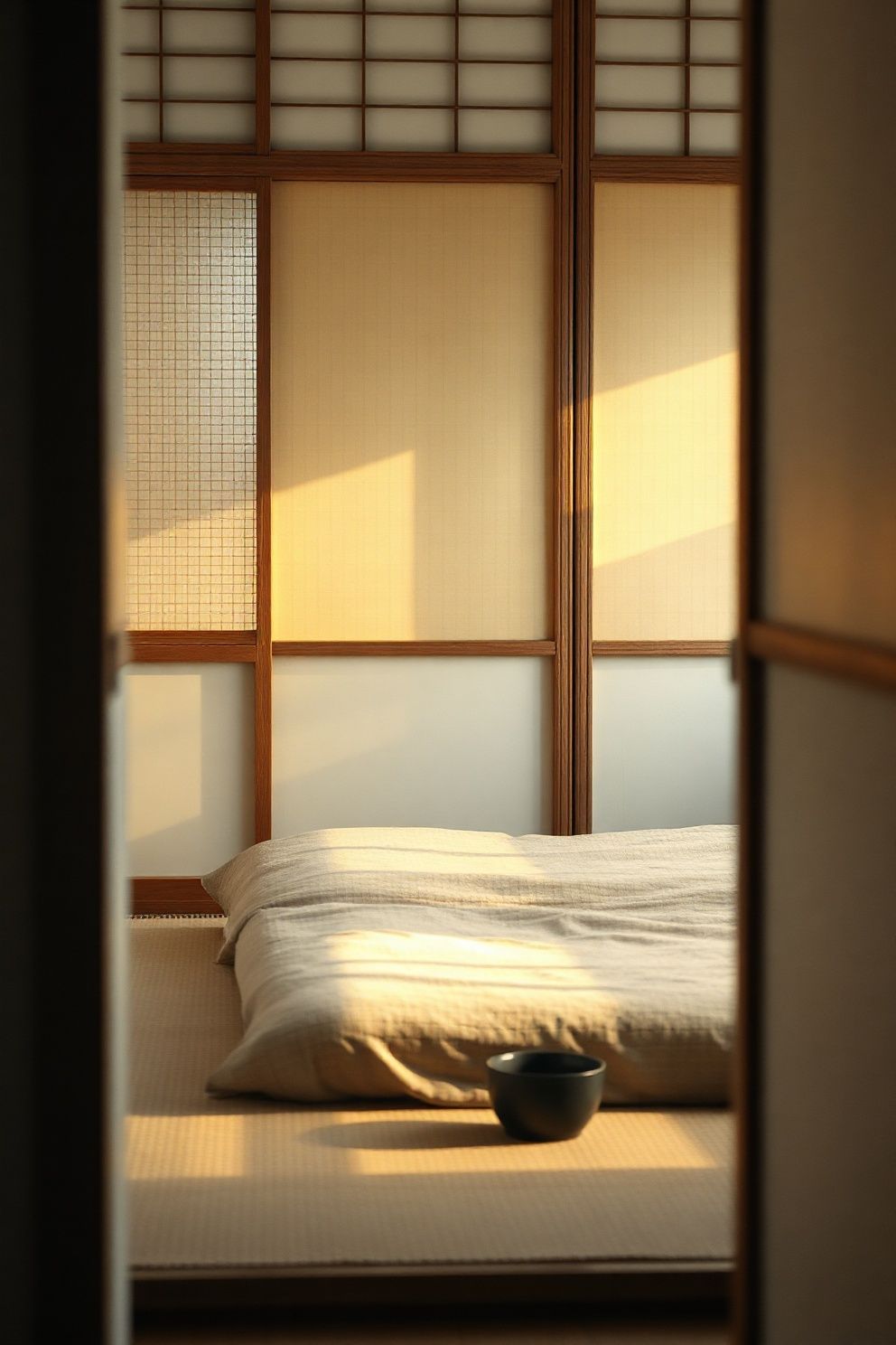 Idea 3: Add a Shoji-Inspired Room Divider or Screen – Japandi bedroom · 21 Japandi Bedroom Ideas That Will Make You Never Want to Leave
