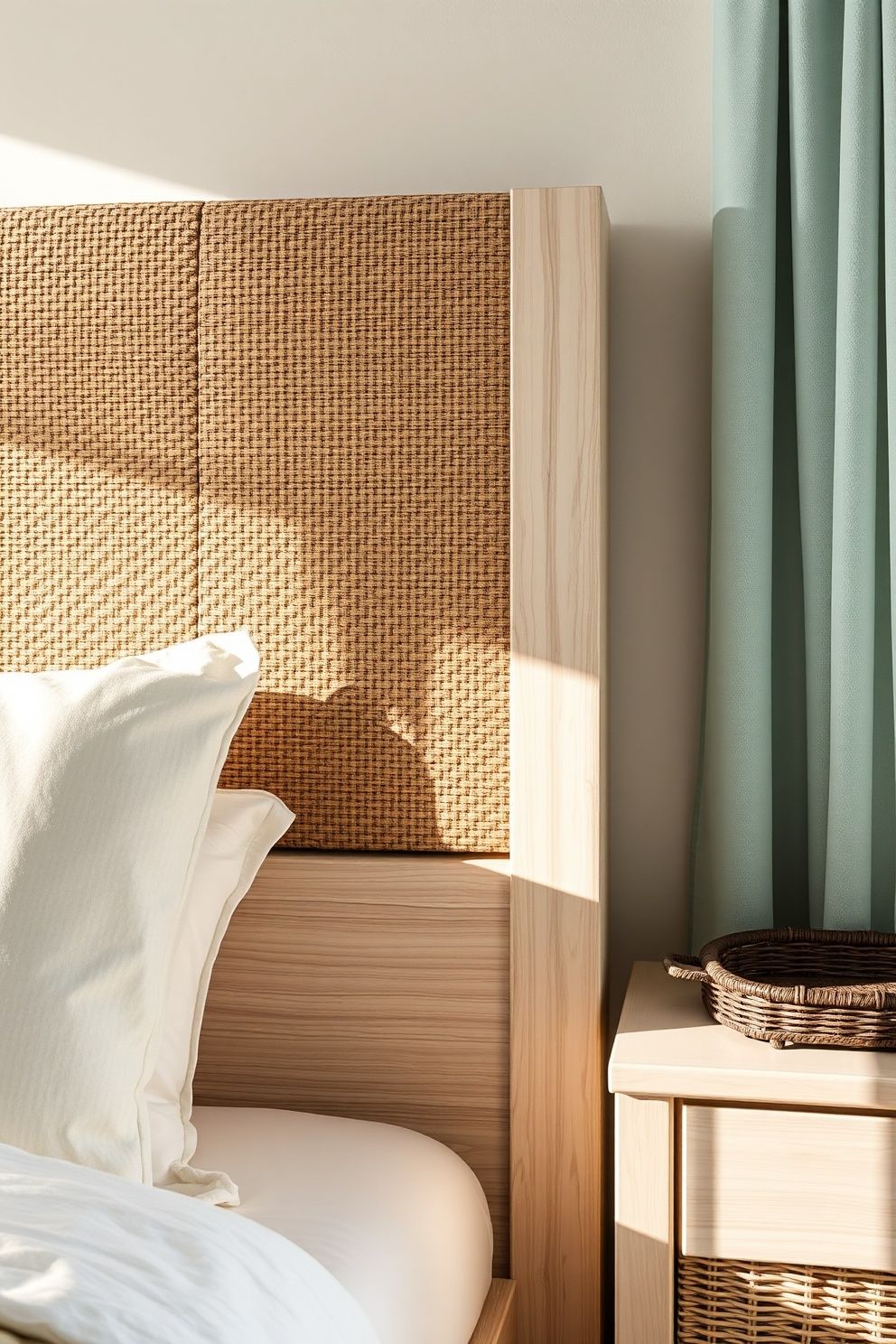 Woven Seagrass Headboard Panel on a White Oak Bed Base – coastal — bedroom coastal — bedroom decor · Neutral Coastal Bedroom: 15 Calm Designs in Sand Cream and Warm White