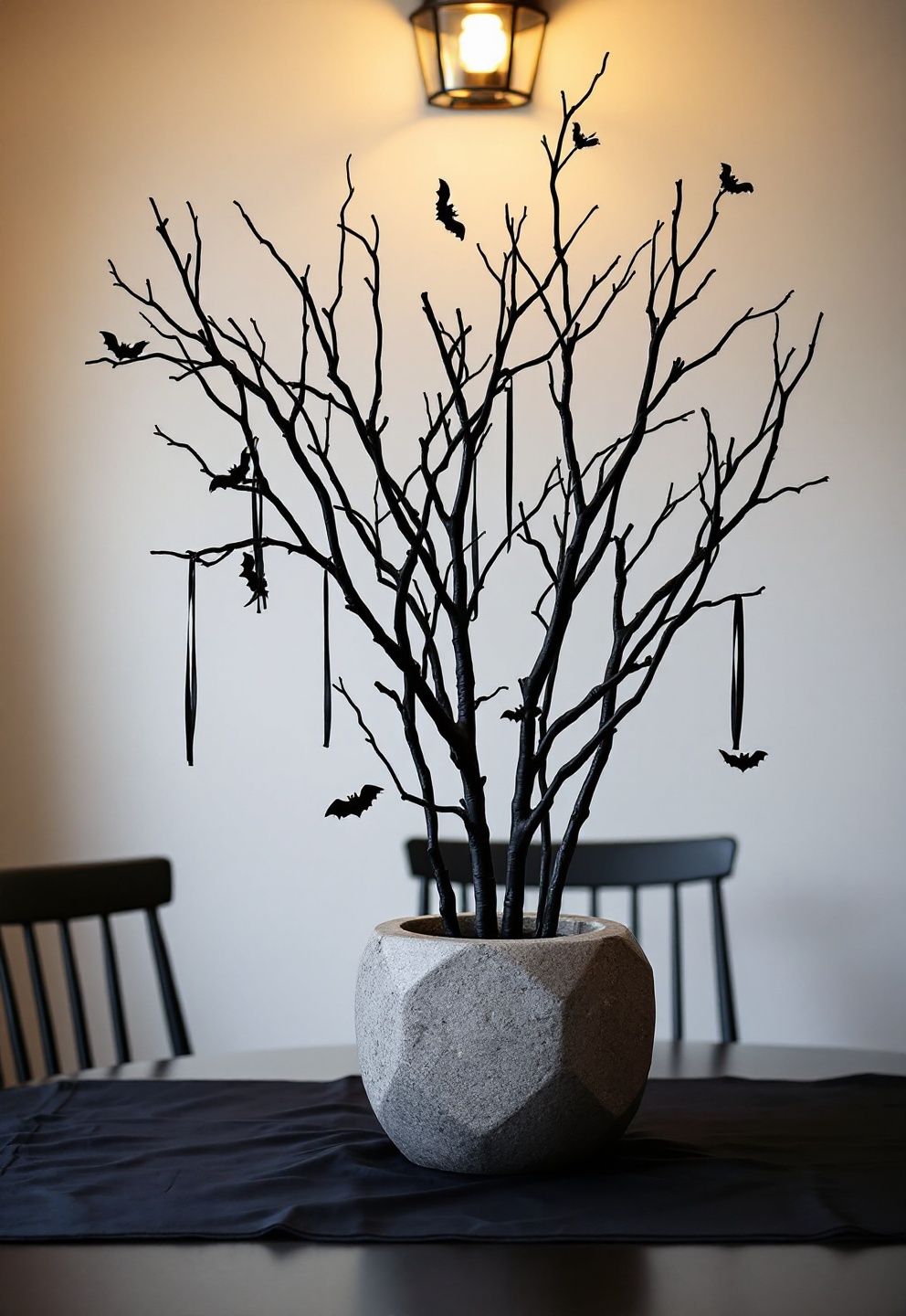 A Tall Witch Tree Made From Painted Branches – seasonal — spring + other seasonal — spring + other decor · Halloween Table Decor: 13 Spooky Stylish Table Settings for an Unforgettable Night
