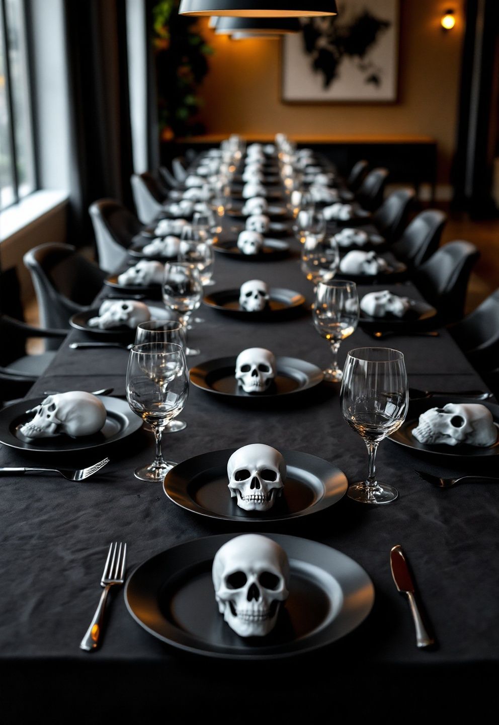 Skull Plates as the Base of Every Halloween Place Setting – seasonal — spring + other seasonal — spring + other decor · Halloween Table Decor: 13 Spooky Stylish Table Settings for an Unforgettable Night