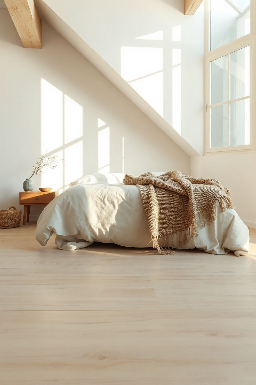 Idea 2: Use a Single Neutral Colour Throughout Walls, Bedding and Floor – Japandi bedroom · 21 Japandi Bedroom Ideas That Will Make You Never Want to Leave