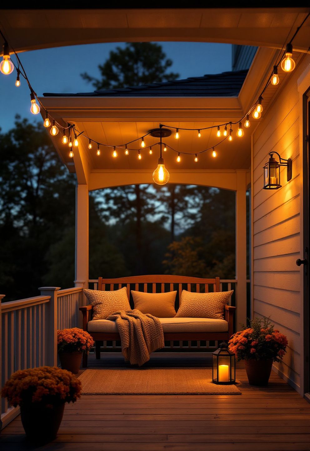 The String-Light Porch: Warm Glow as the Foundation – seasonal — fall seasonal — fall decor · Fall Porch Decor Ideas: 15 Welcoming Seasonal Transformations for Your Front Door