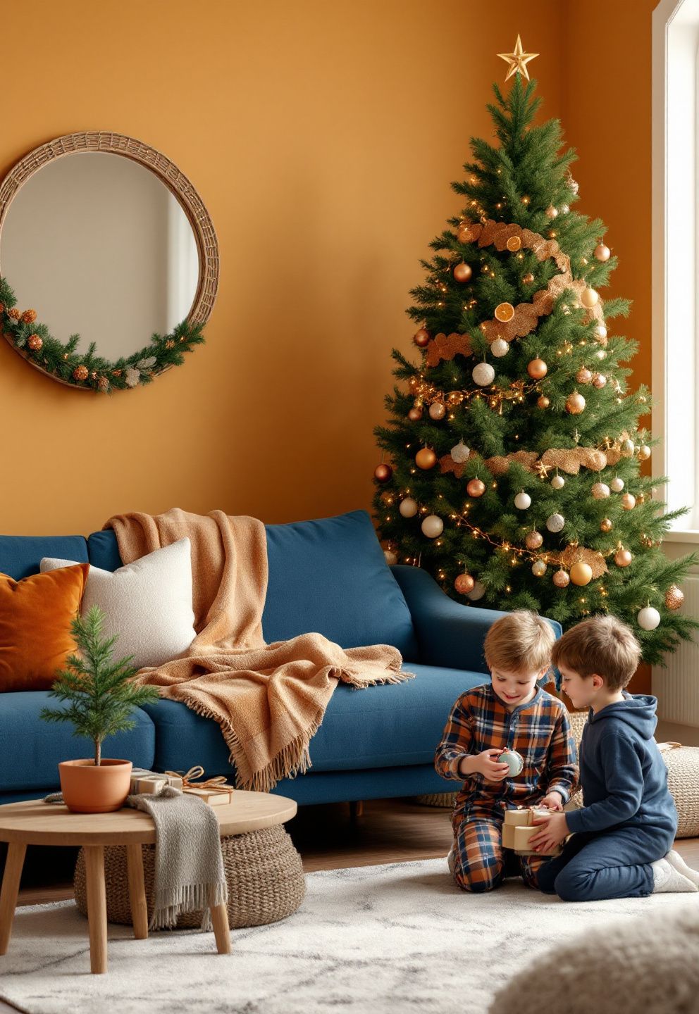 Christmas Decor for a Blue Sofa – seasonal — christmas + winter seasonal — christmas + winter decor · Christmas Living Room Decor: 16 Festive Designs That Make Your Lounge Feel Magical